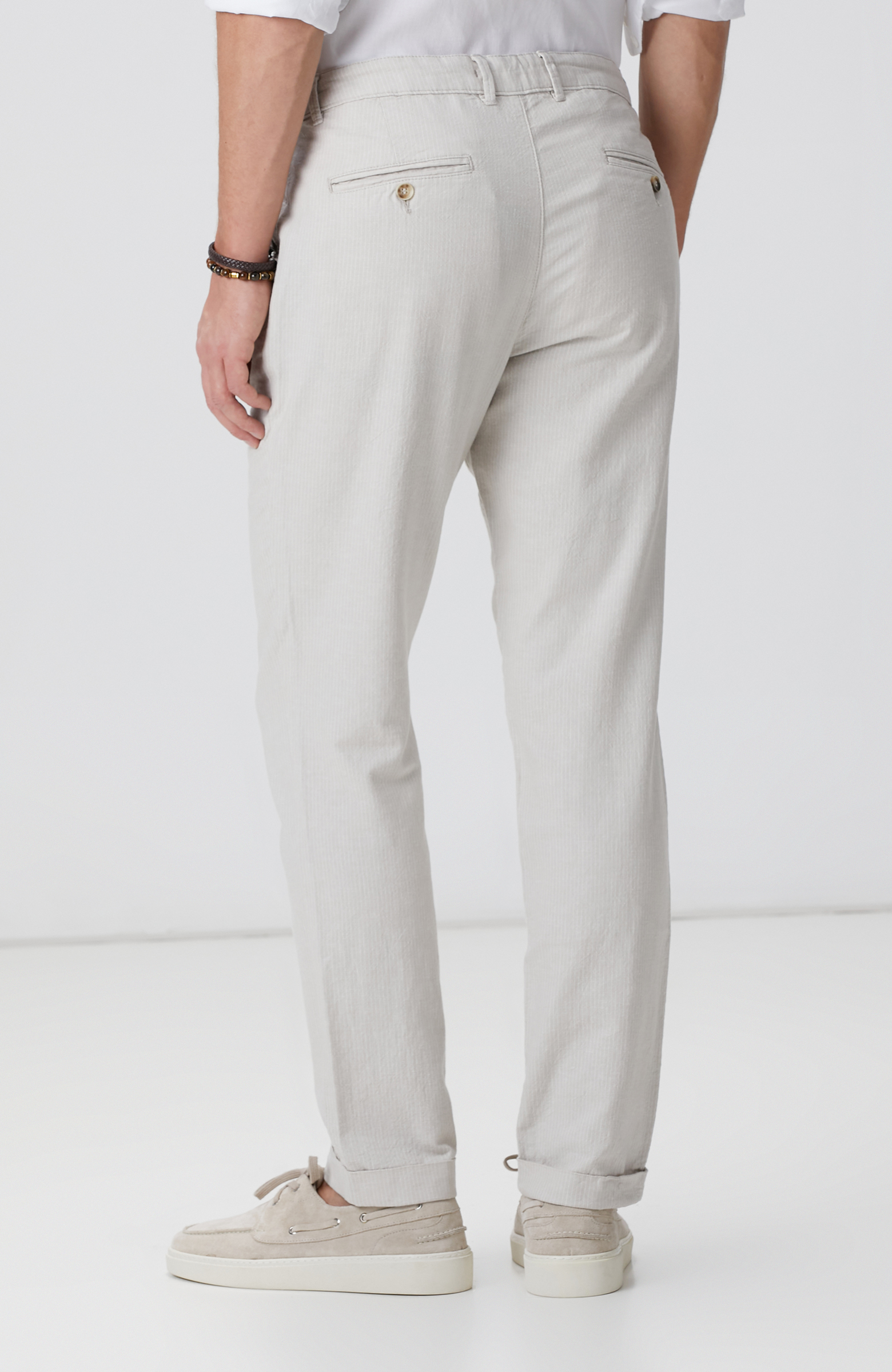 Bej Keten Karışımlı Pantolon