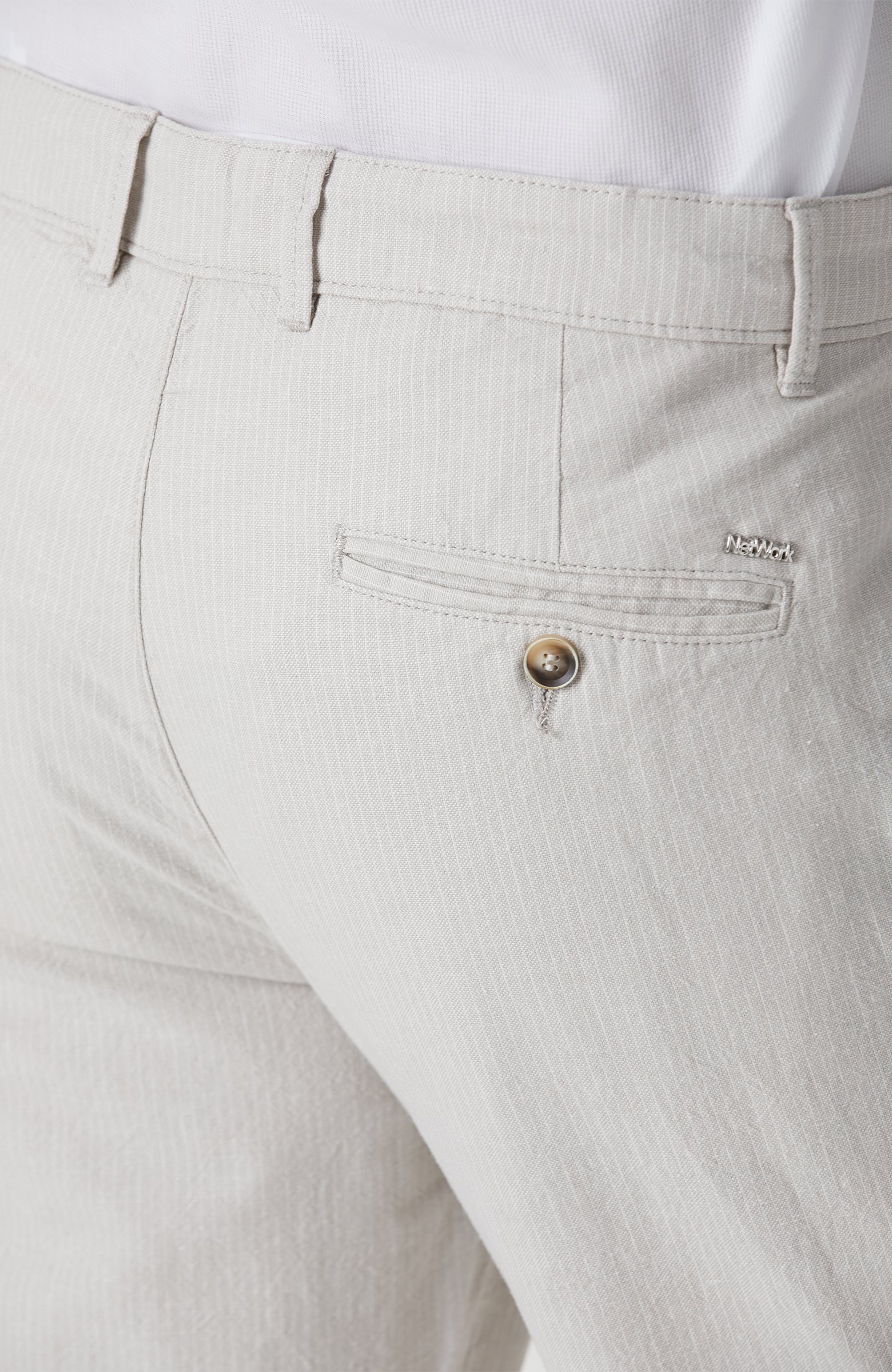 Bej Keten Karışımlı Pantolon