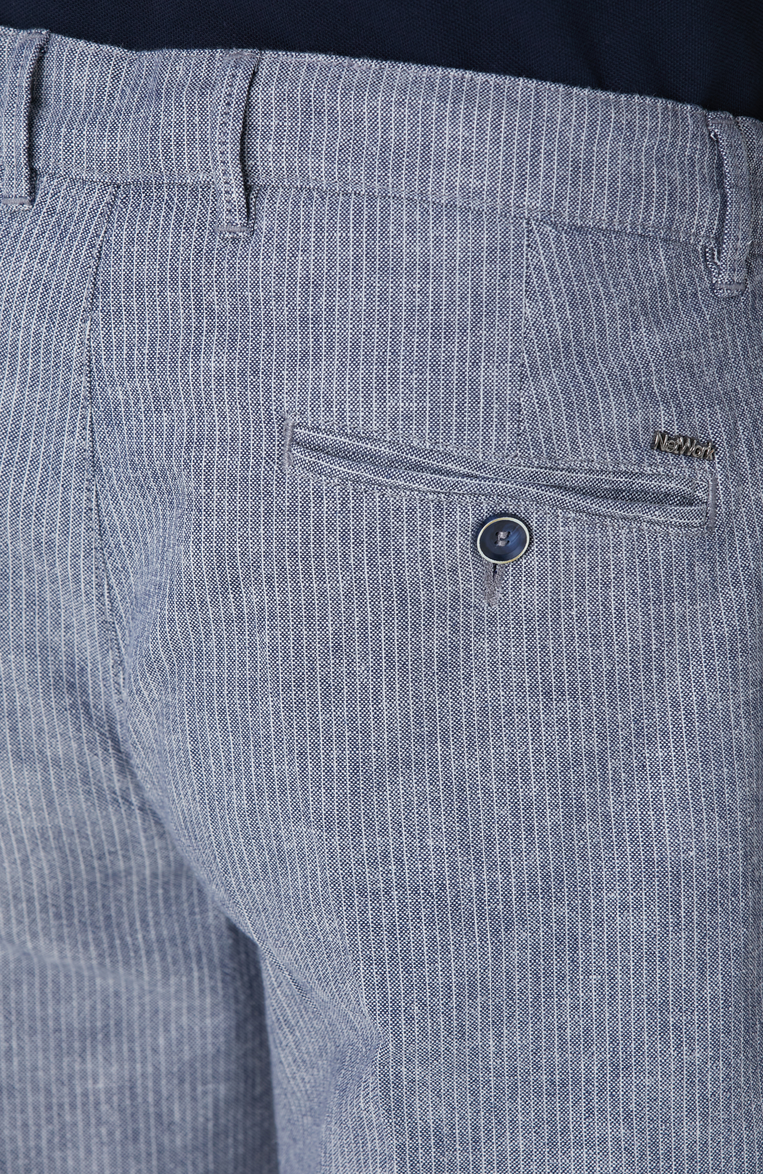 Lacivert Keten Karışımlı Pantolon