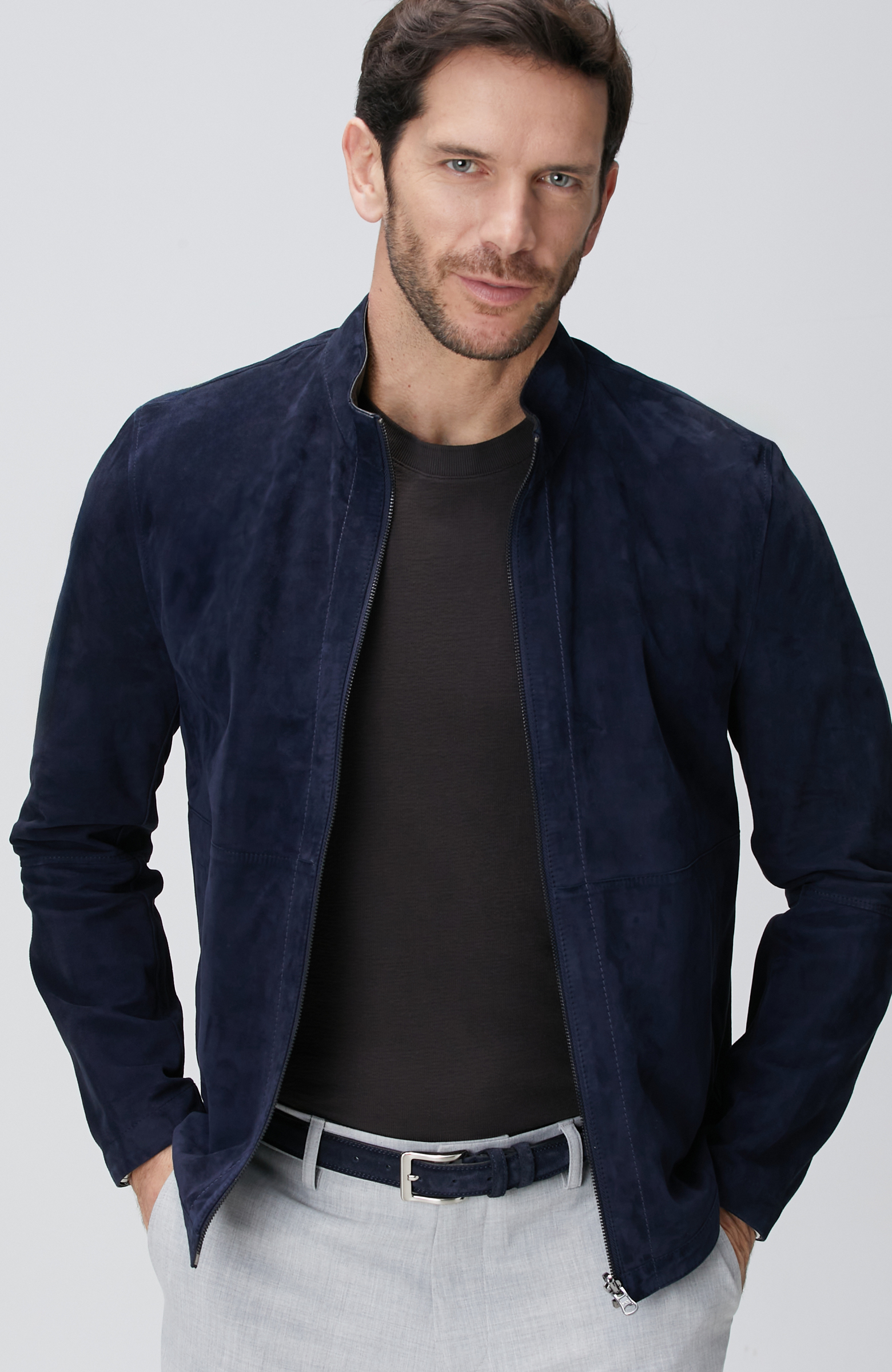 Lacivert Çift Taraflı Deri Mont