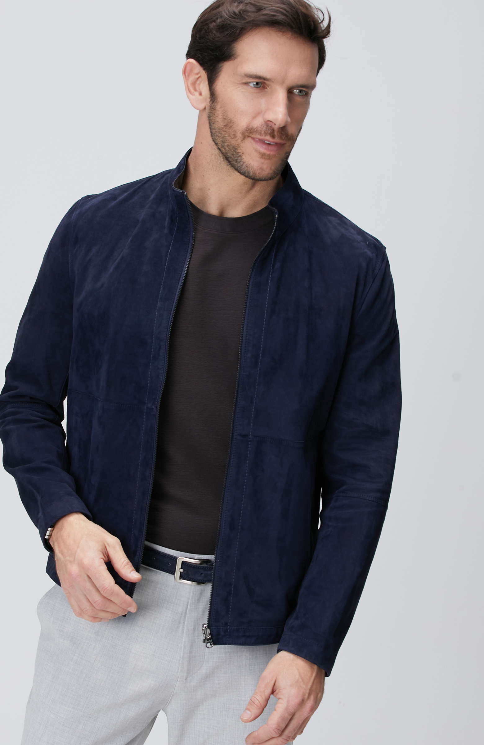 Lacivert Çift Taraflı Deri Mont