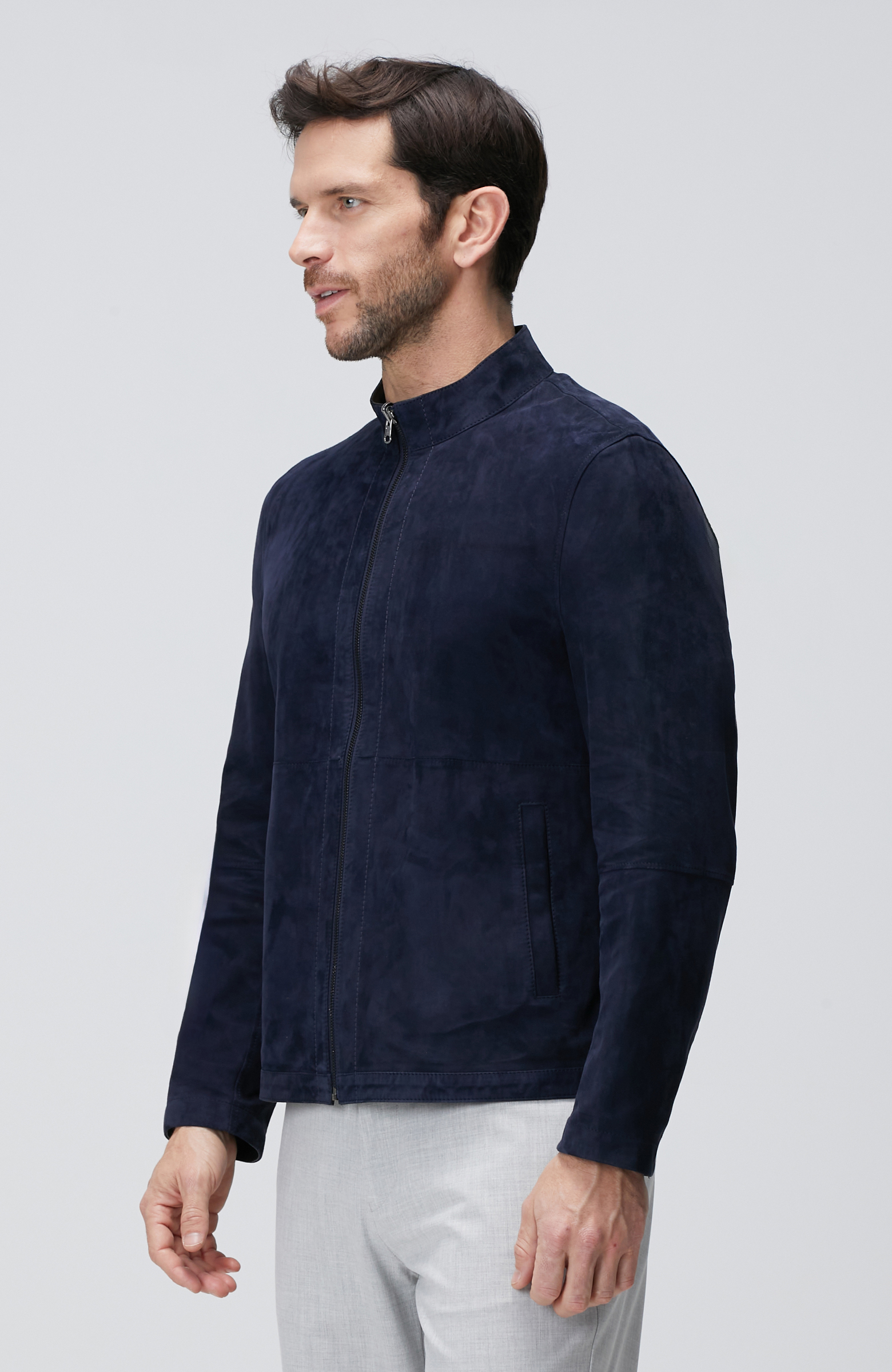 Lacivert Çift Taraflı Deri Mont