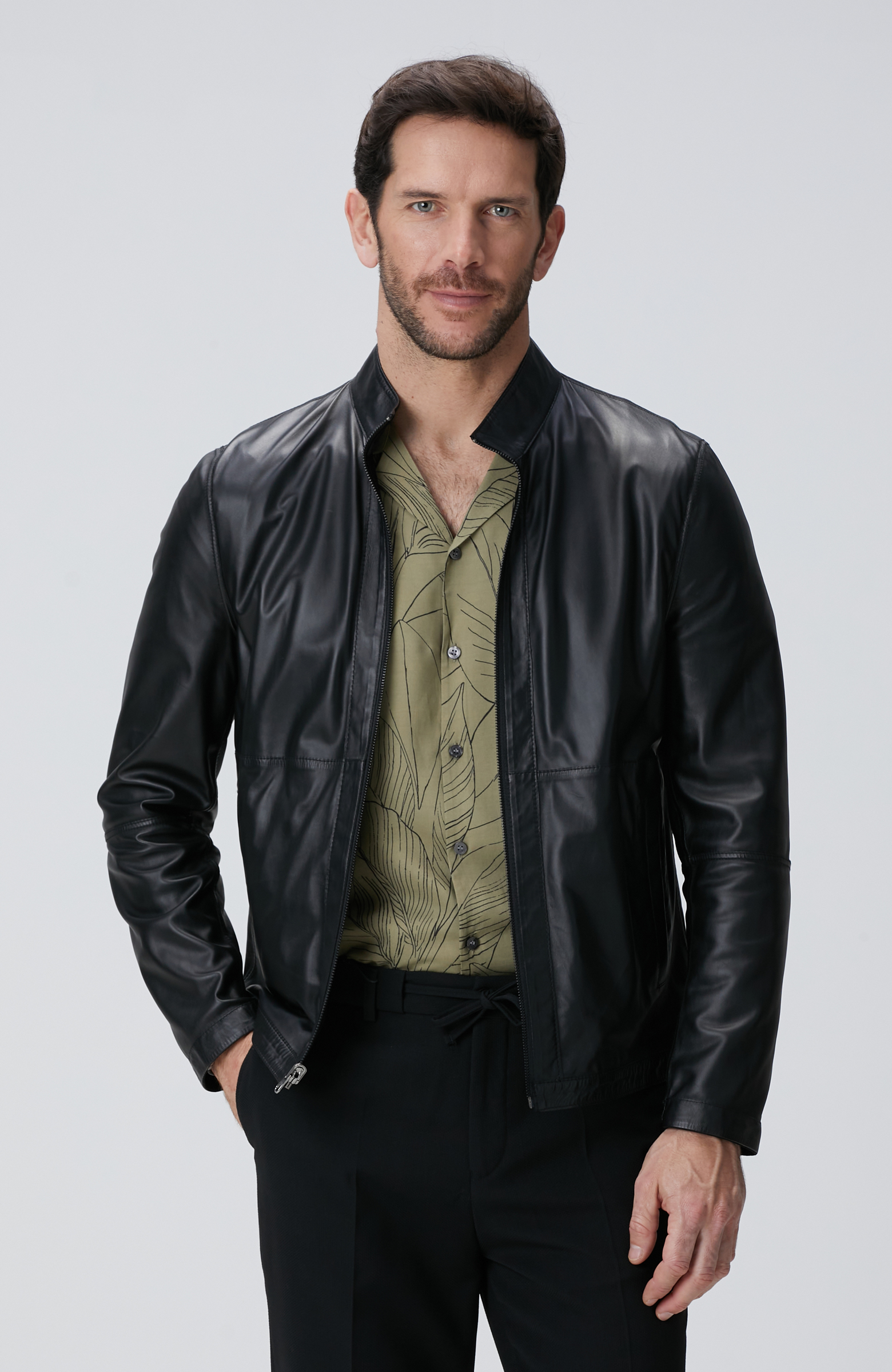 Siyah Çift Taraflı Deri Mont