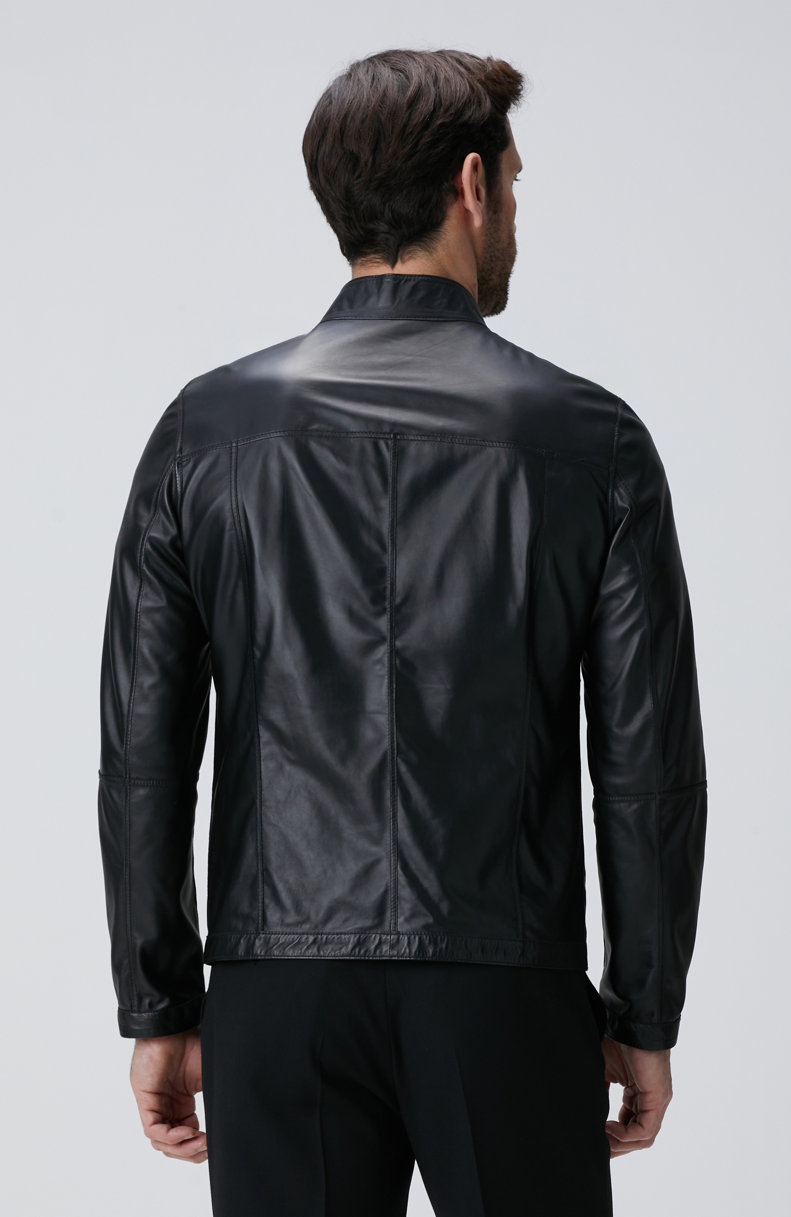 Siyah Çift Taraflı Deri Mont