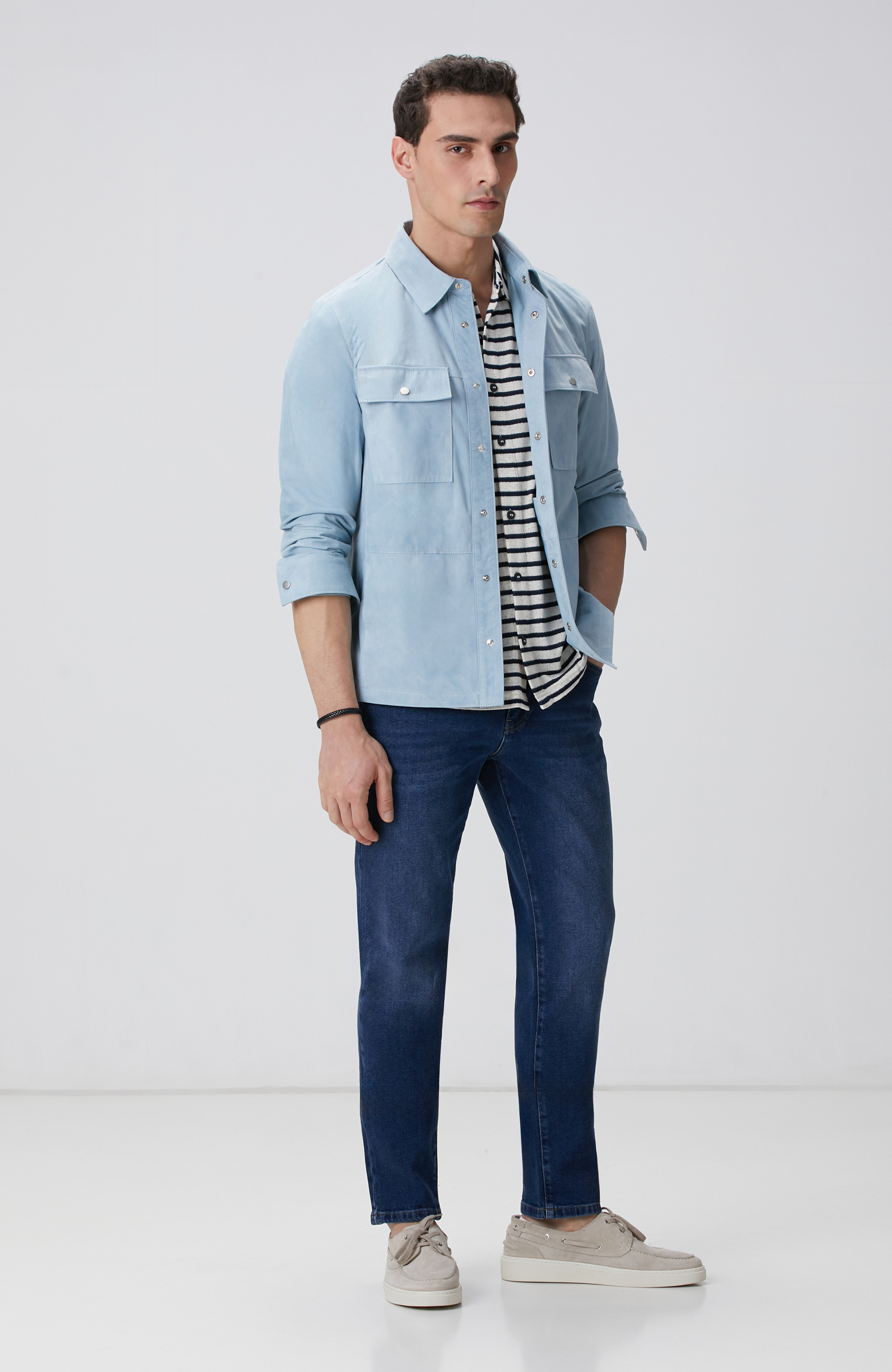 Açık Mavi Süet Mont