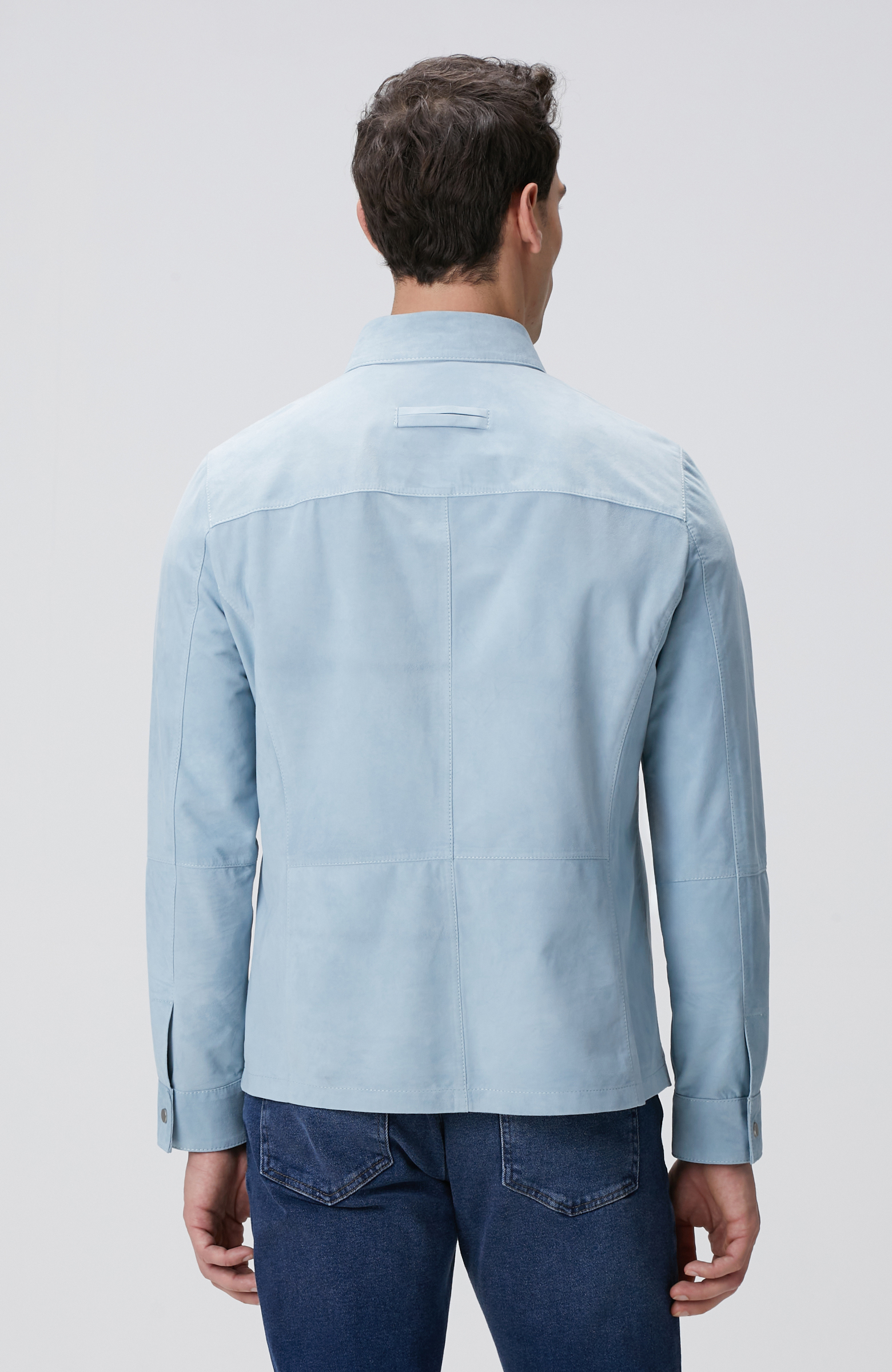 Açık Mavi Süet Mont