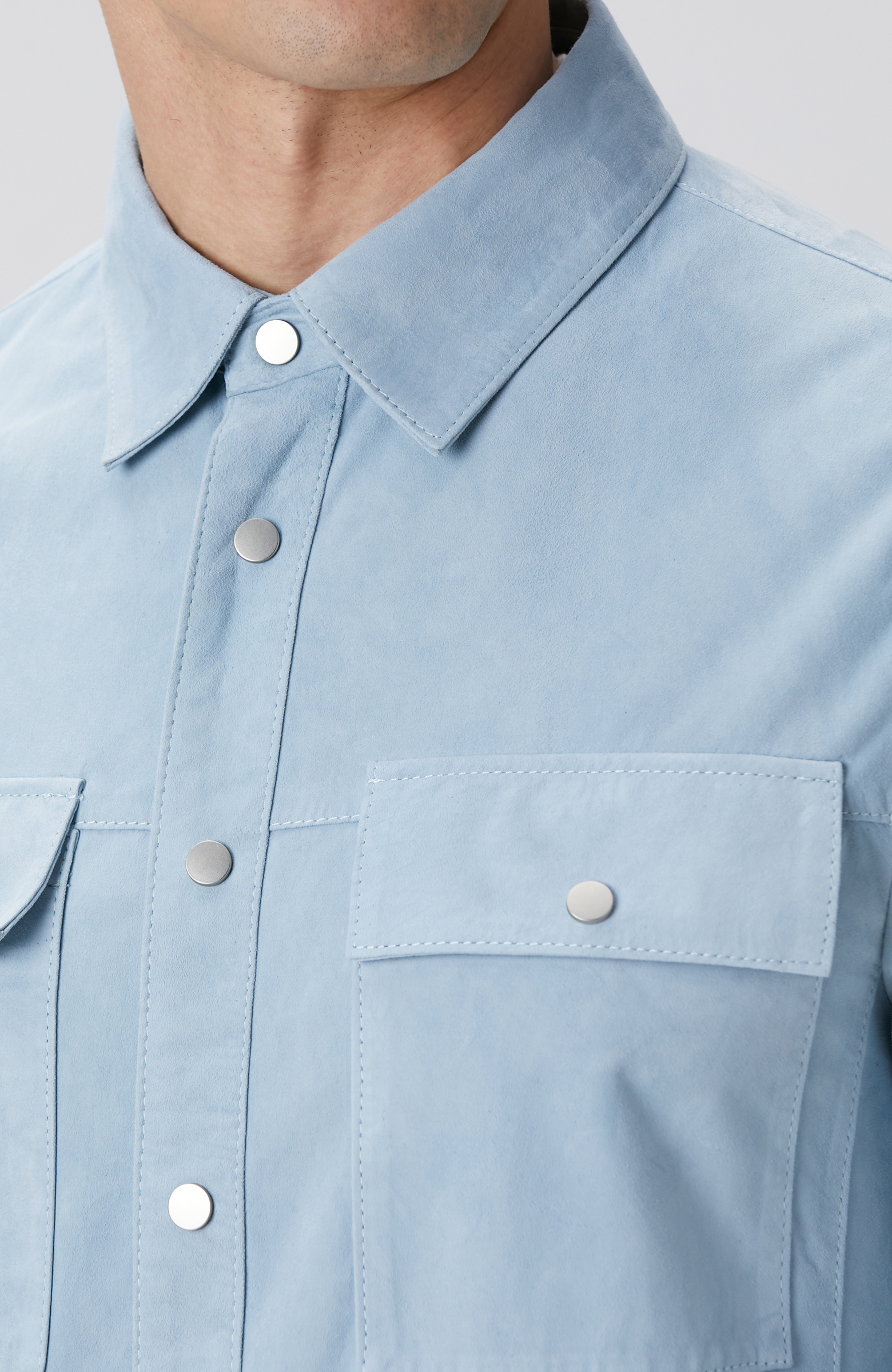 Açık Mavi Süet Mont