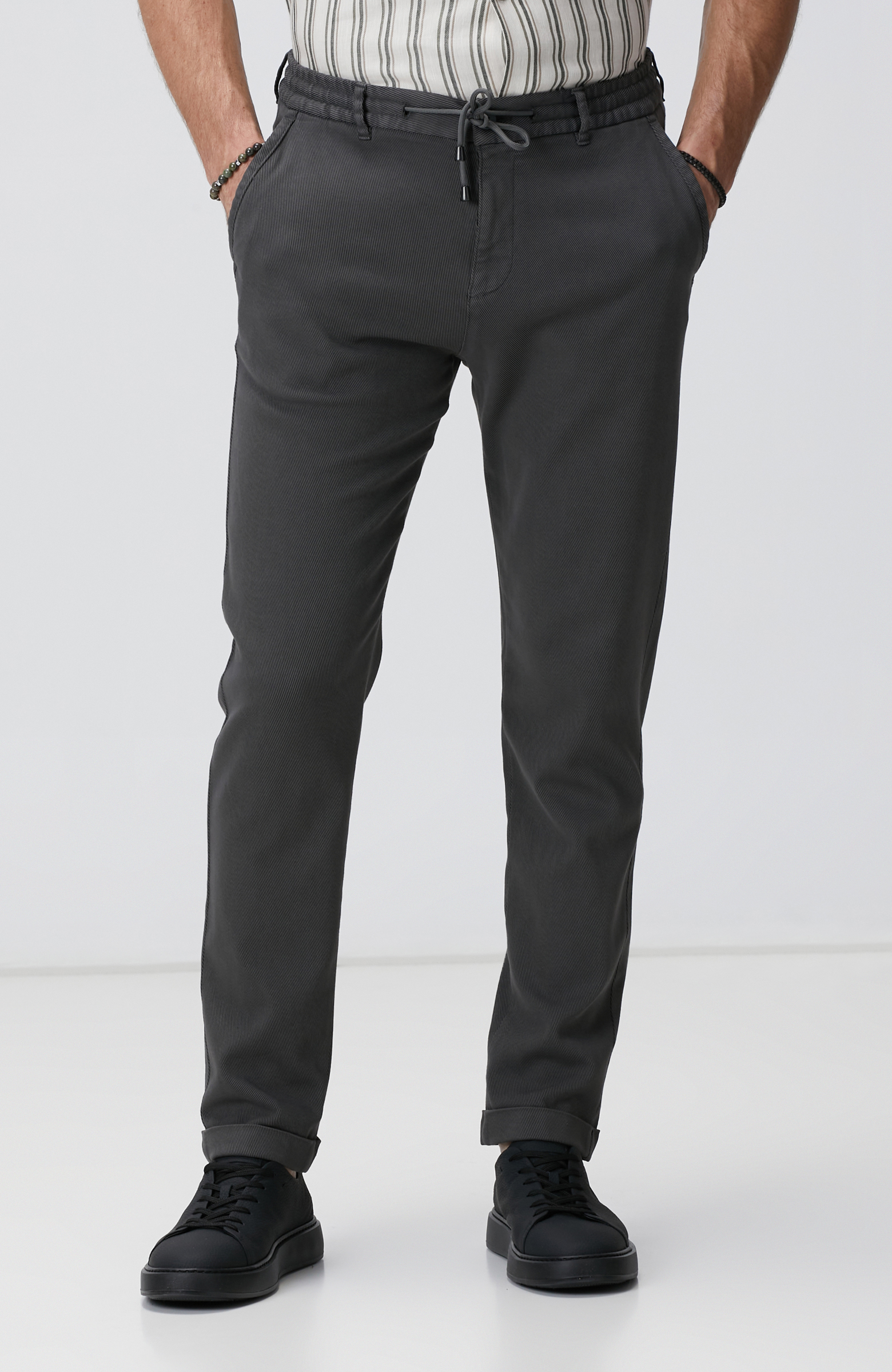 Antrasit Diyagonal Desenli Jogger Pantolon