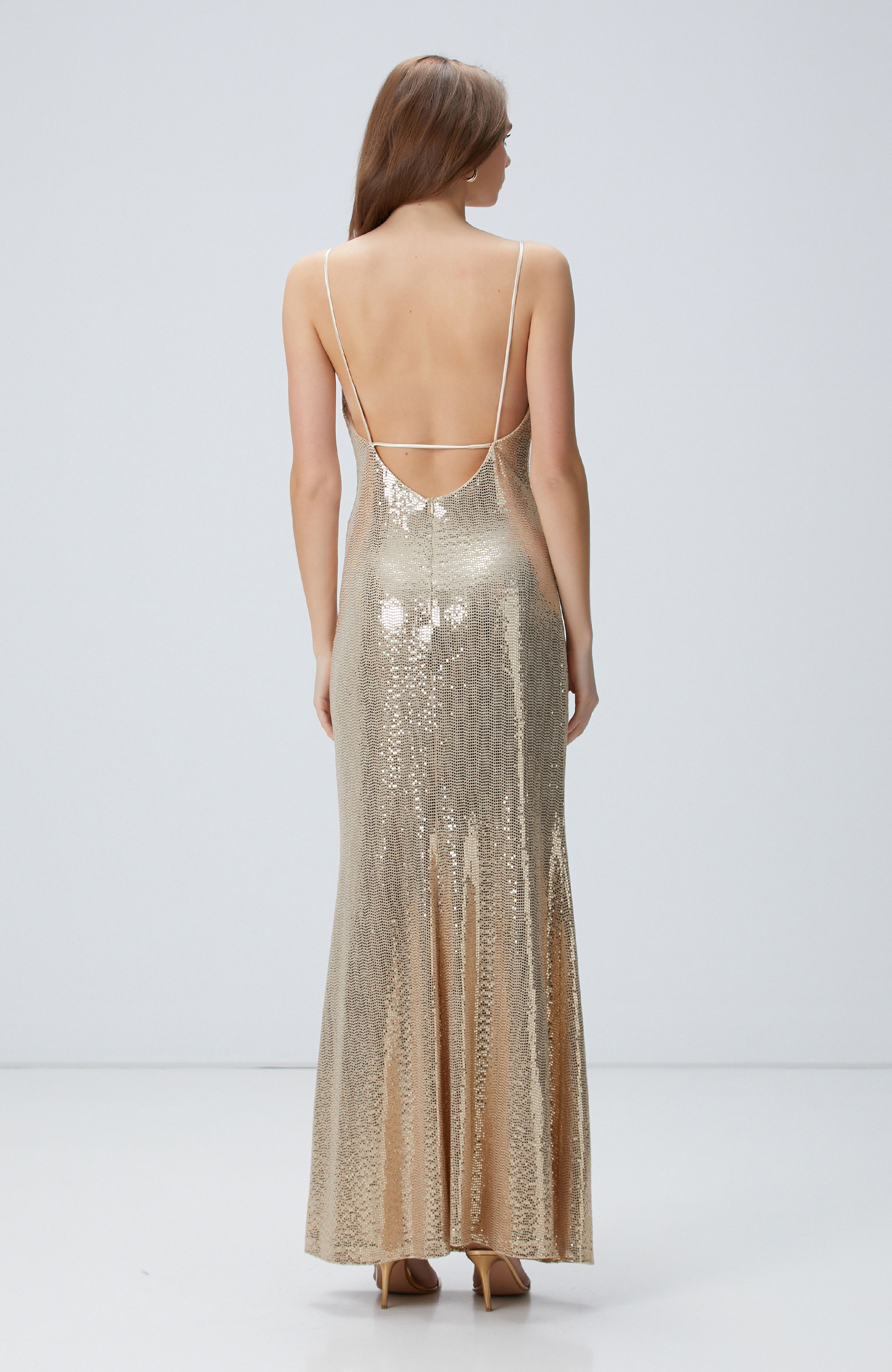 Gold Maxi Abiye Elbise