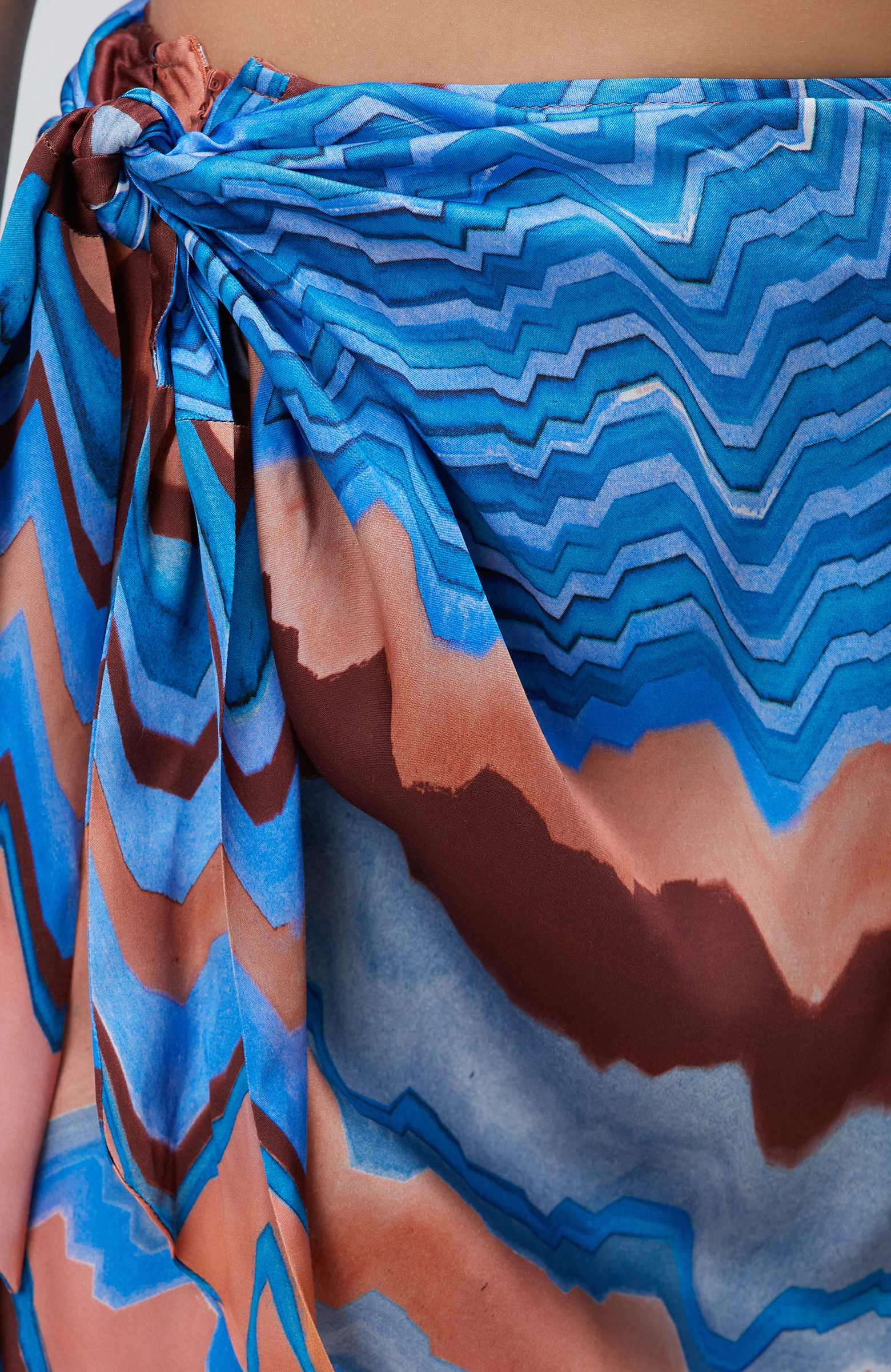 Renkli Desenli Midi Etek