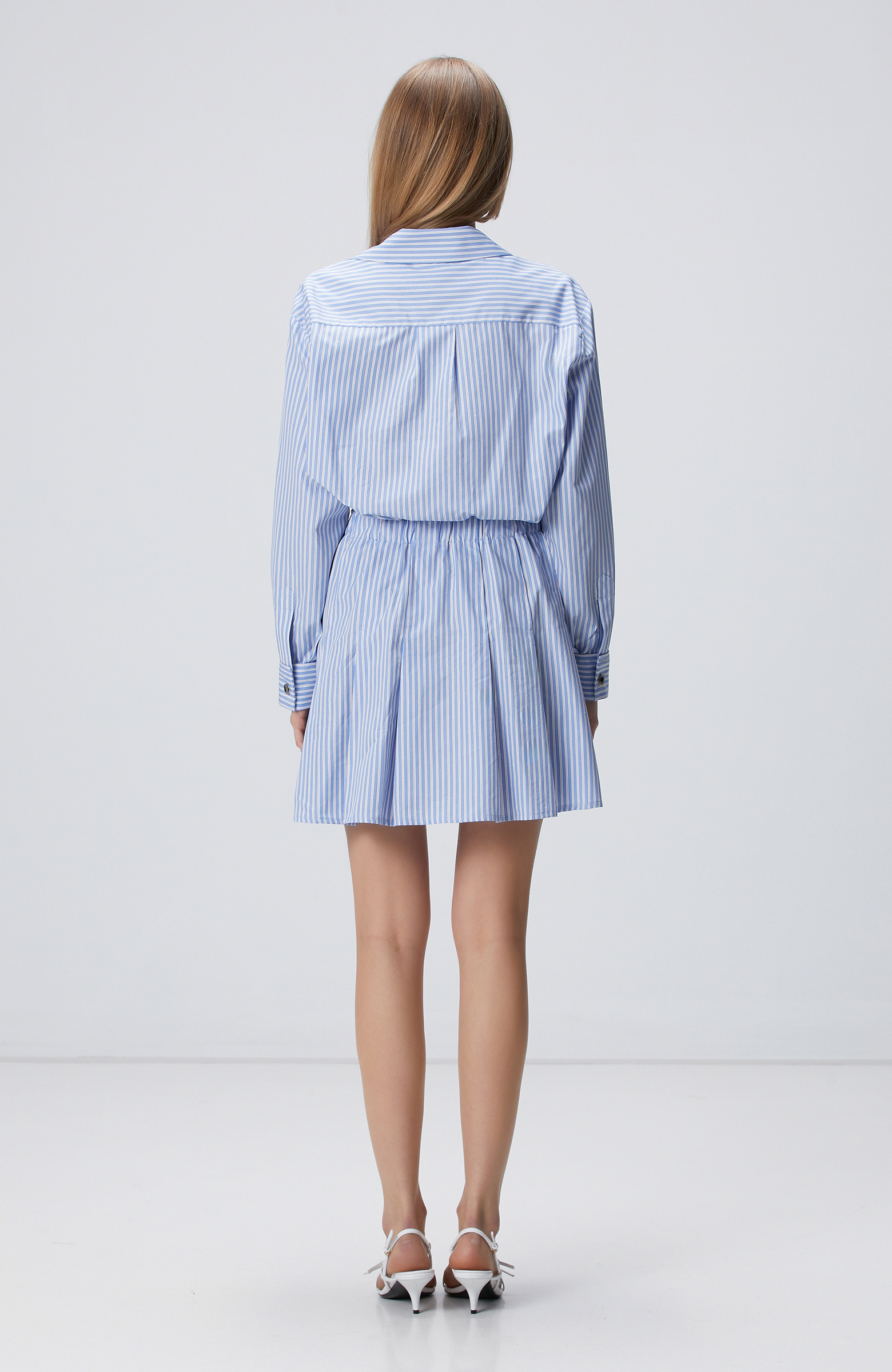 Mavi Beyaz Çizgili Elbise