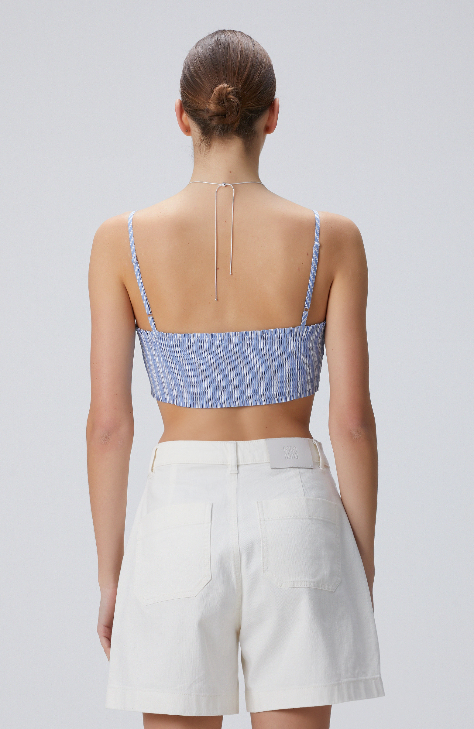 Mavi Beyaz Çizgili Büstiyer