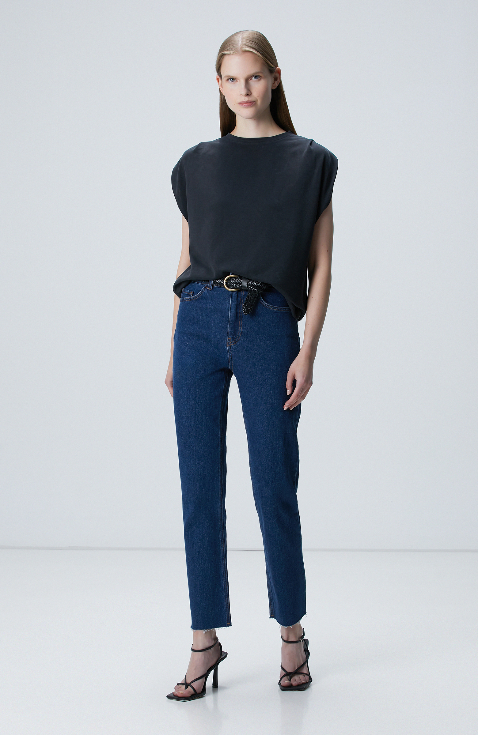 Siyah Modal Karışımlı T-shirt