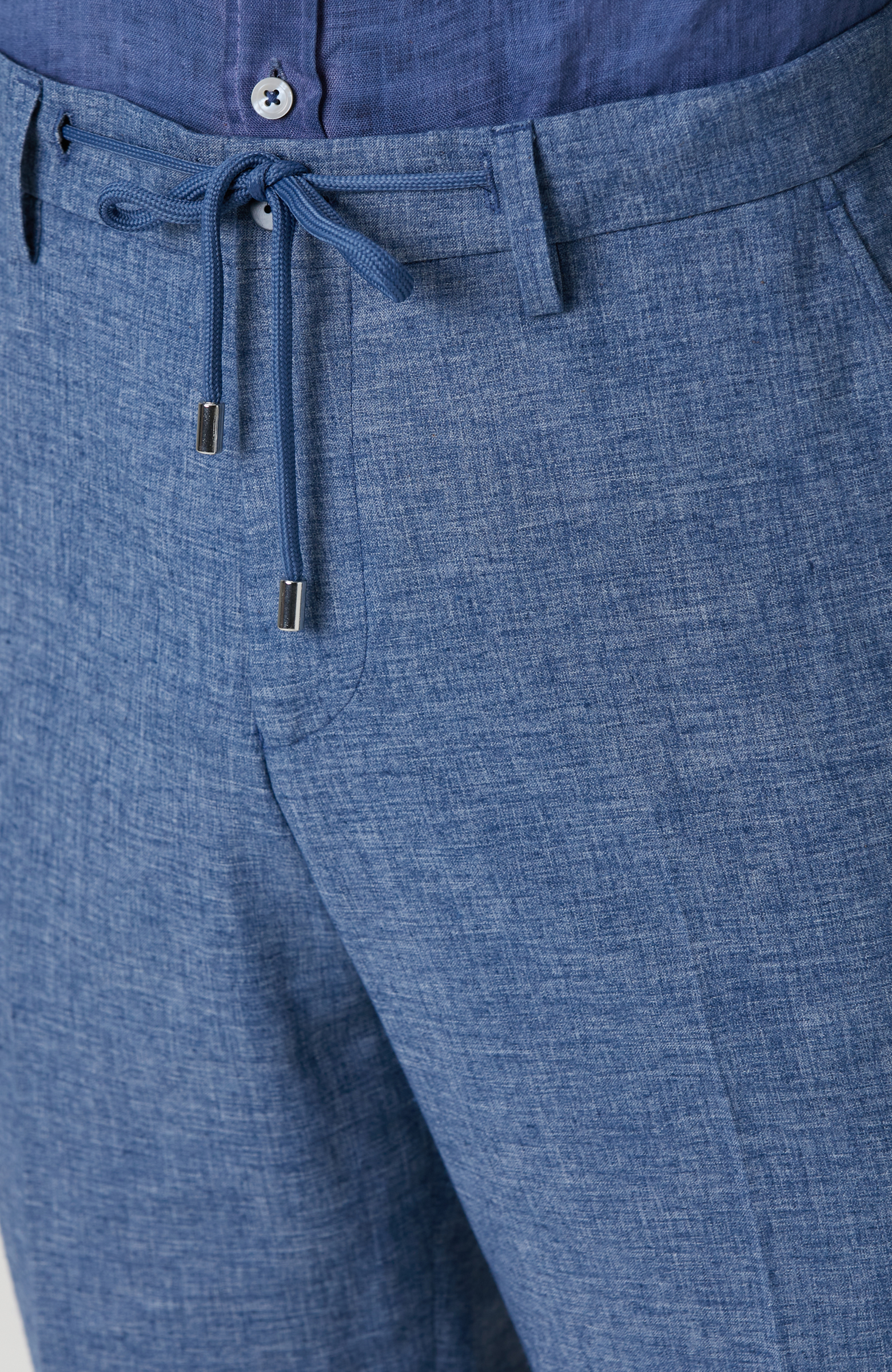 Mavi Keten Karışımlı Takım Elbise