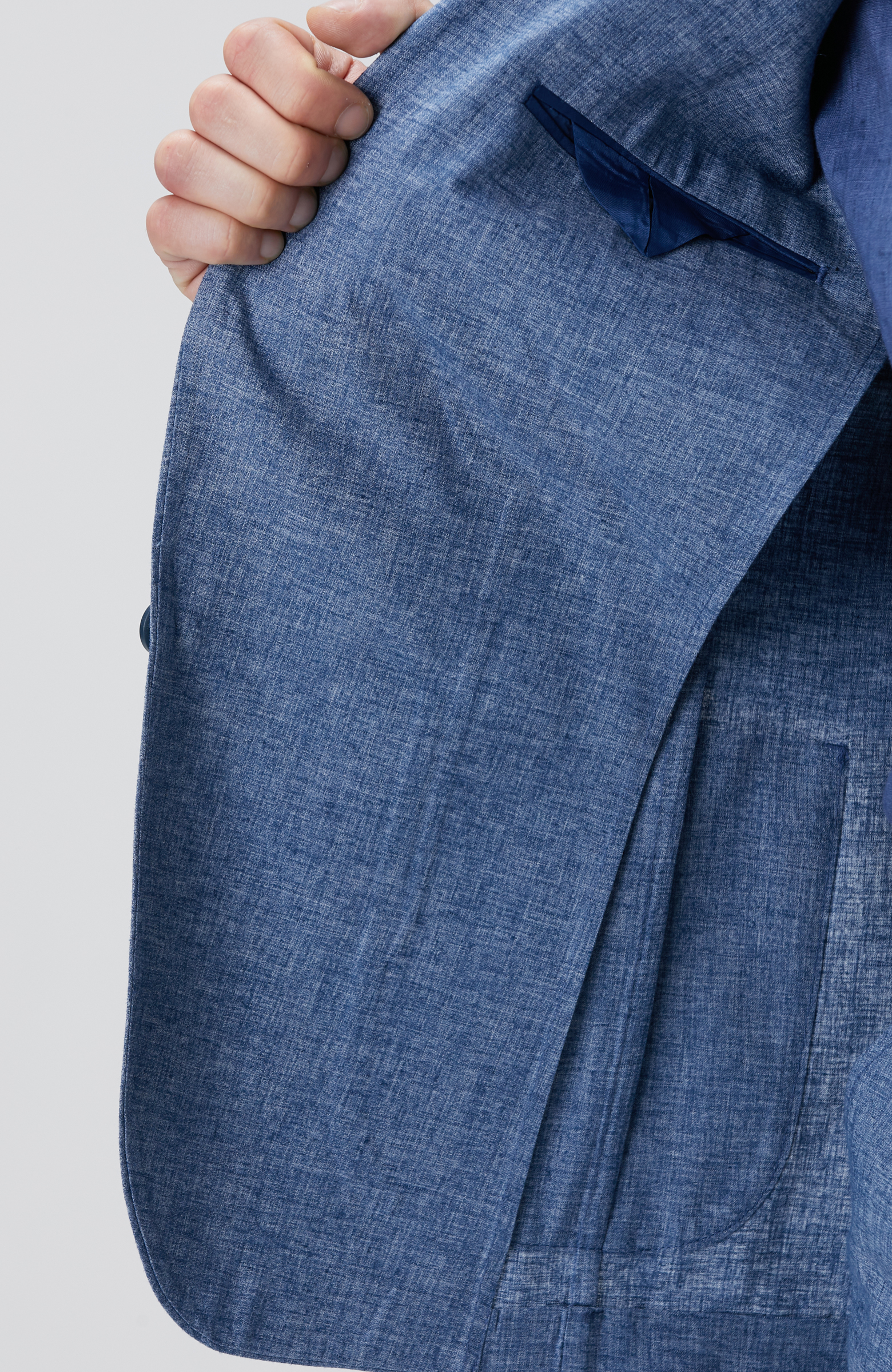 Mavi Keten Karışımlı Takım Elbise