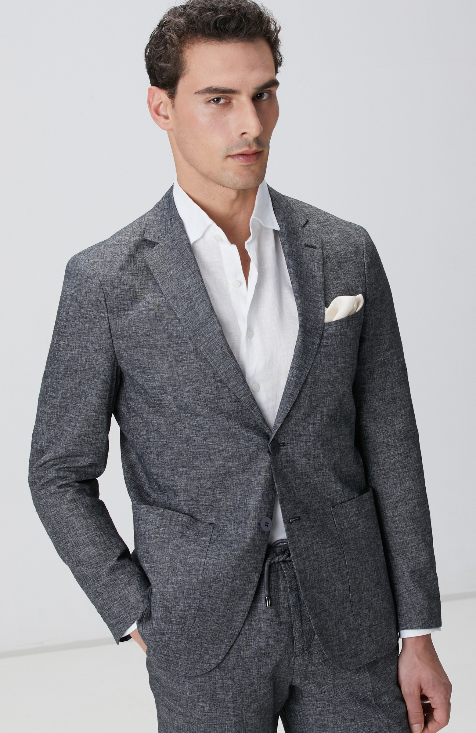 Antrasit Keten Karışımlı Takım Elbise