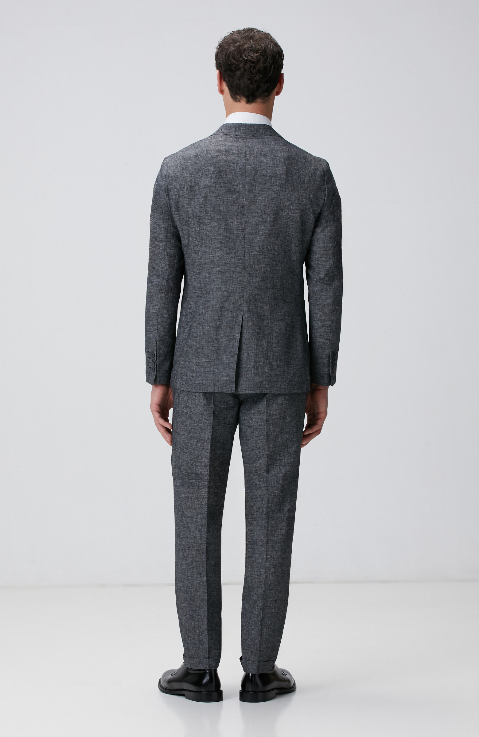 Antrasit Keten Karışımlı Takım Elbise