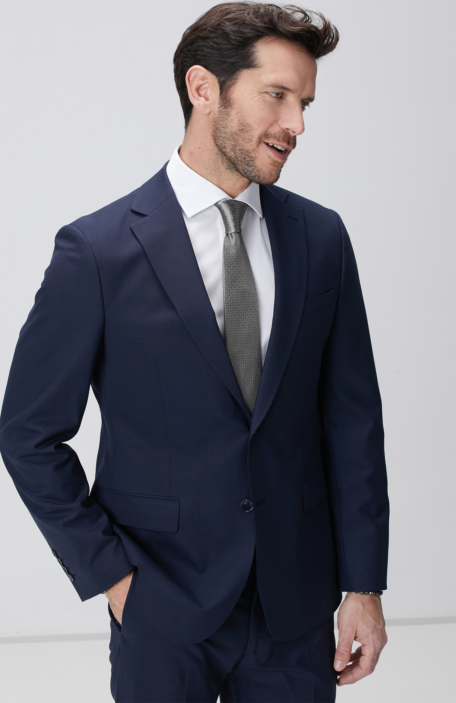 Lacivert Mikro Yün Karışımlı Takım Elbise