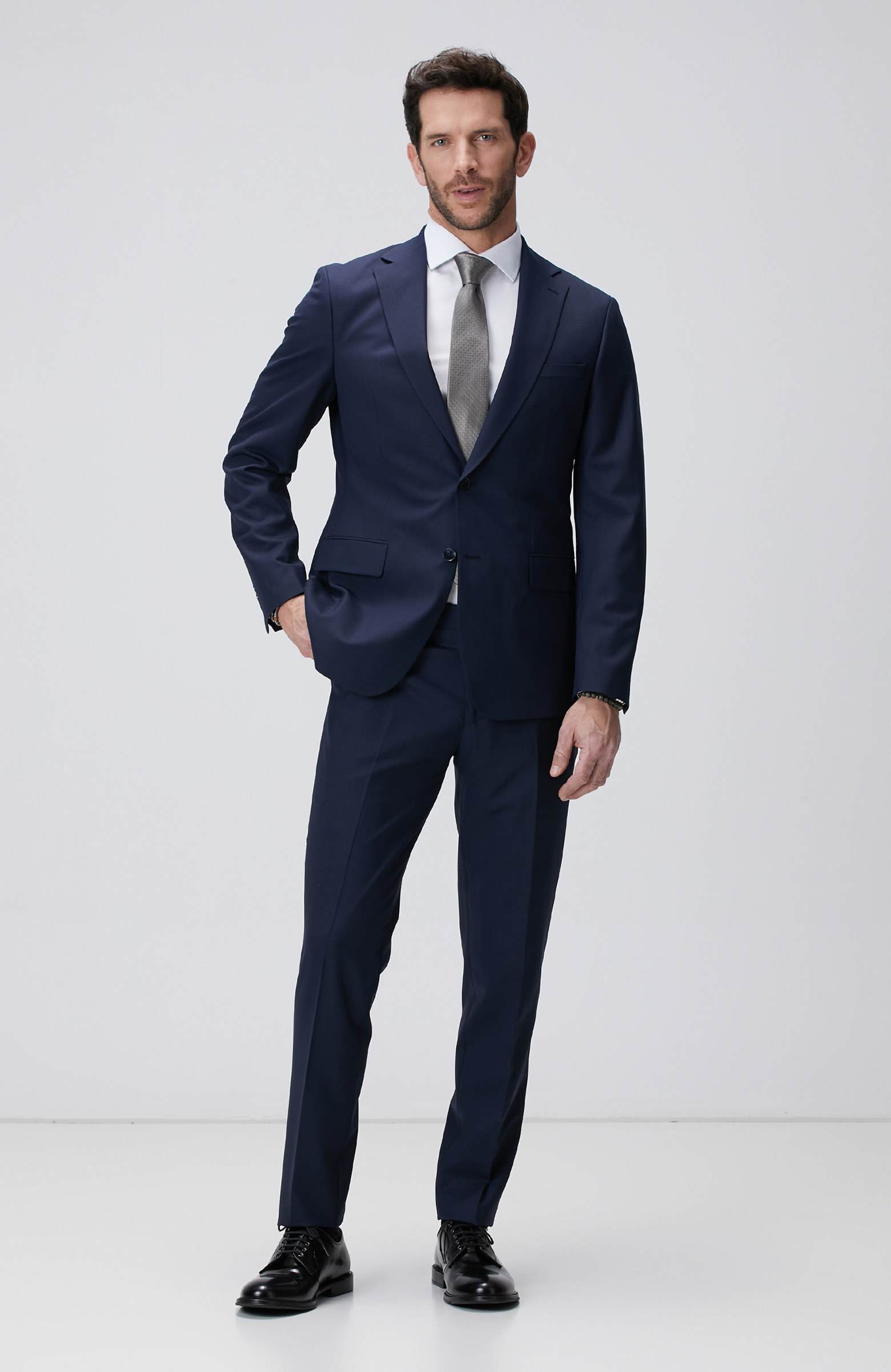 Lacivert Mikro Yün Karışımlı Takım Elbise