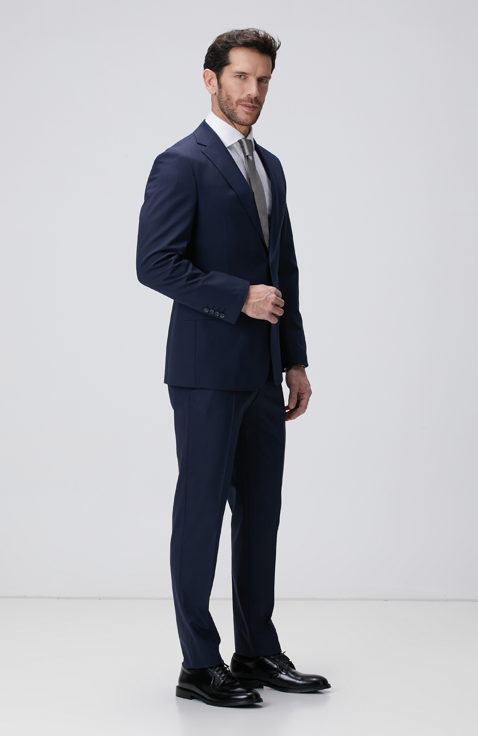 Lacivert Mikro Yün Karışımlı Takım Elbise