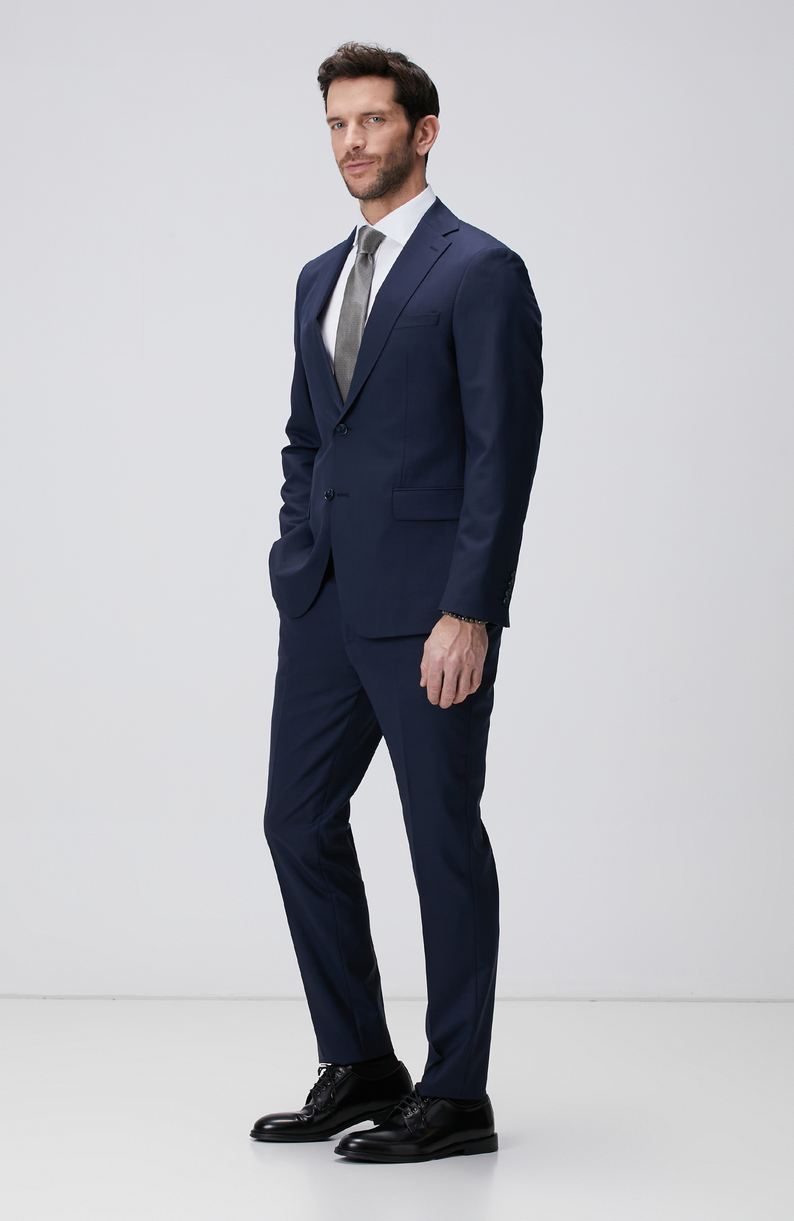 Lacivert Mikro Yün Karışımlı Takım Elbise