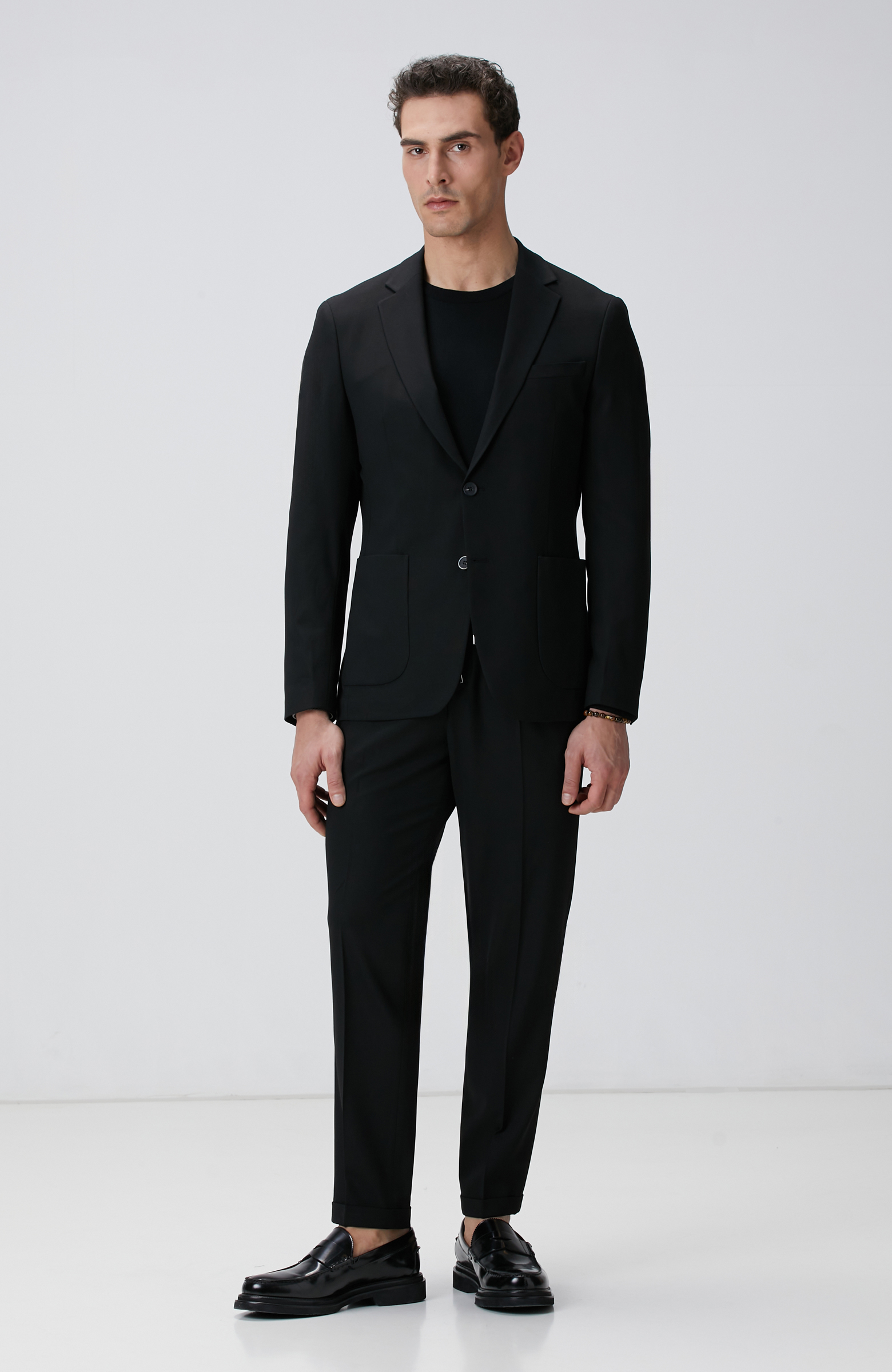 Siyah Mikro Desenli Dokuma Takım Elbise