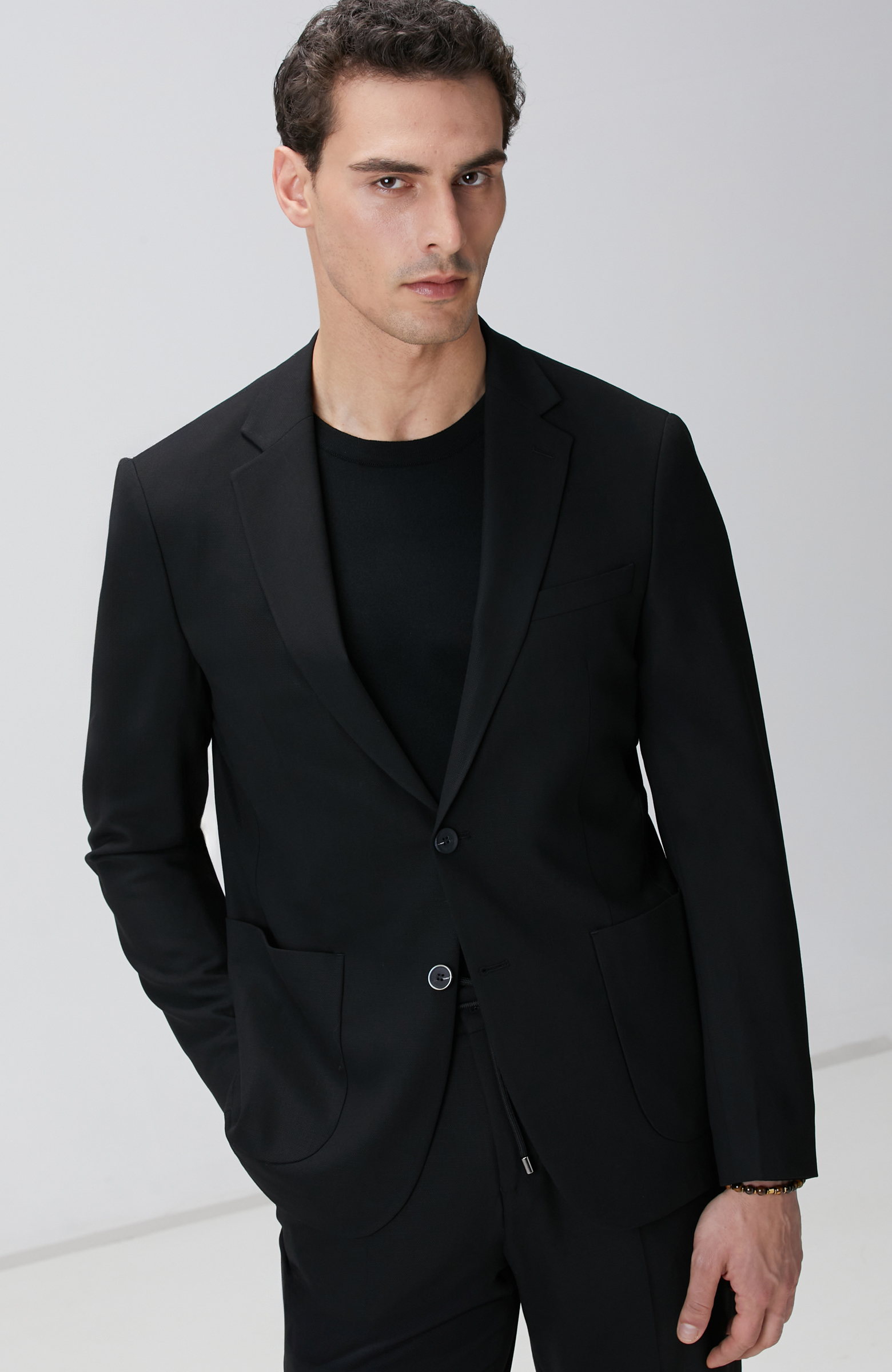 Siyah Mikro Desenli Dokuma Takım Elbise