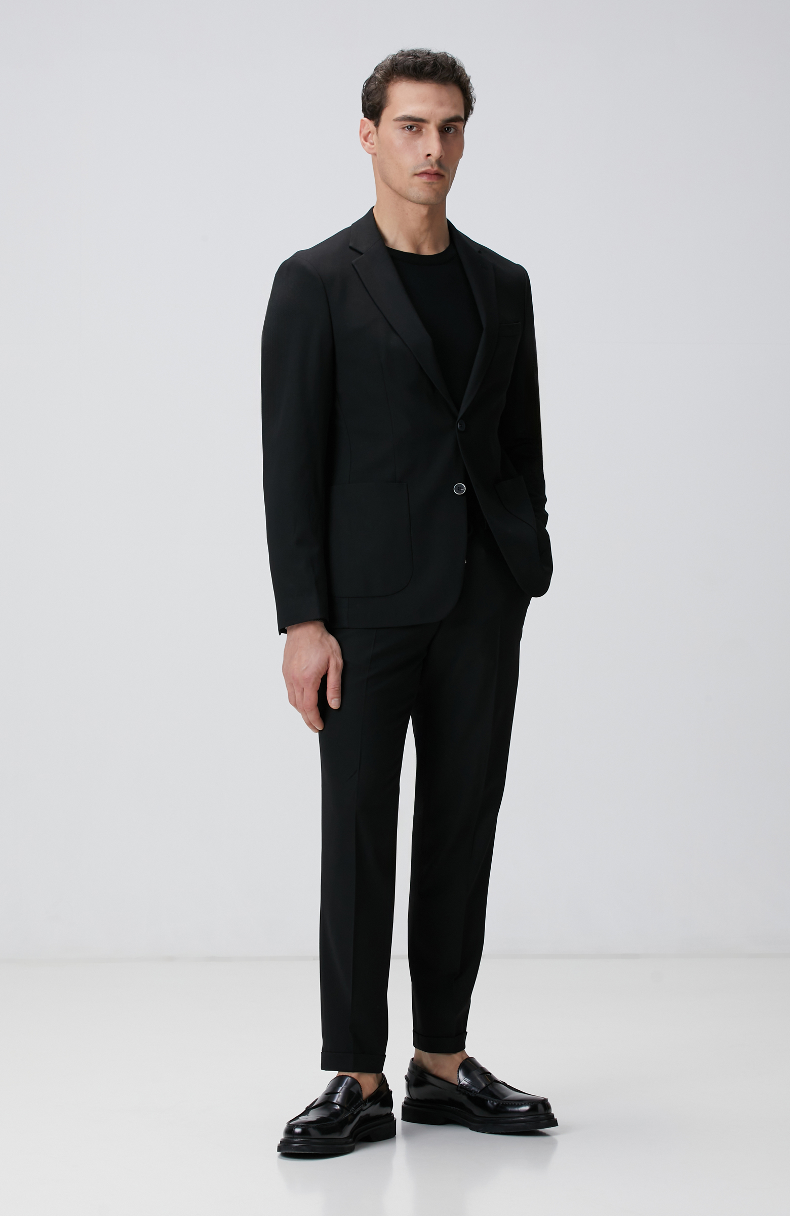 Siyah Mikro Desenli Dokuma Takım Elbise