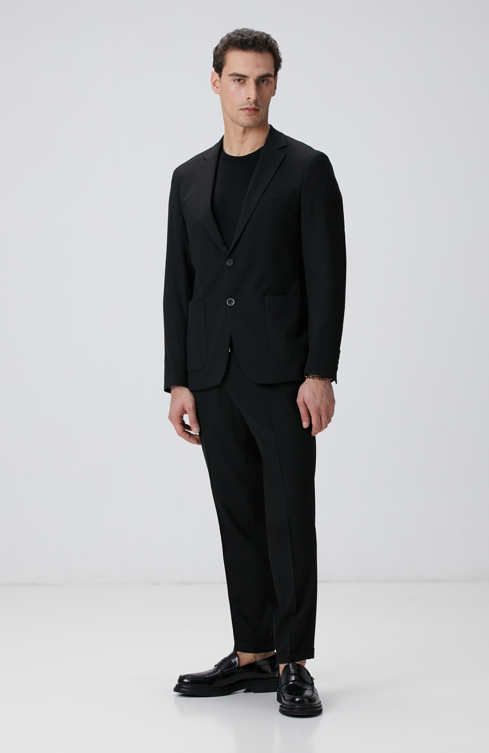 Siyah Mikro Desenli Dokuma Takım Elbise