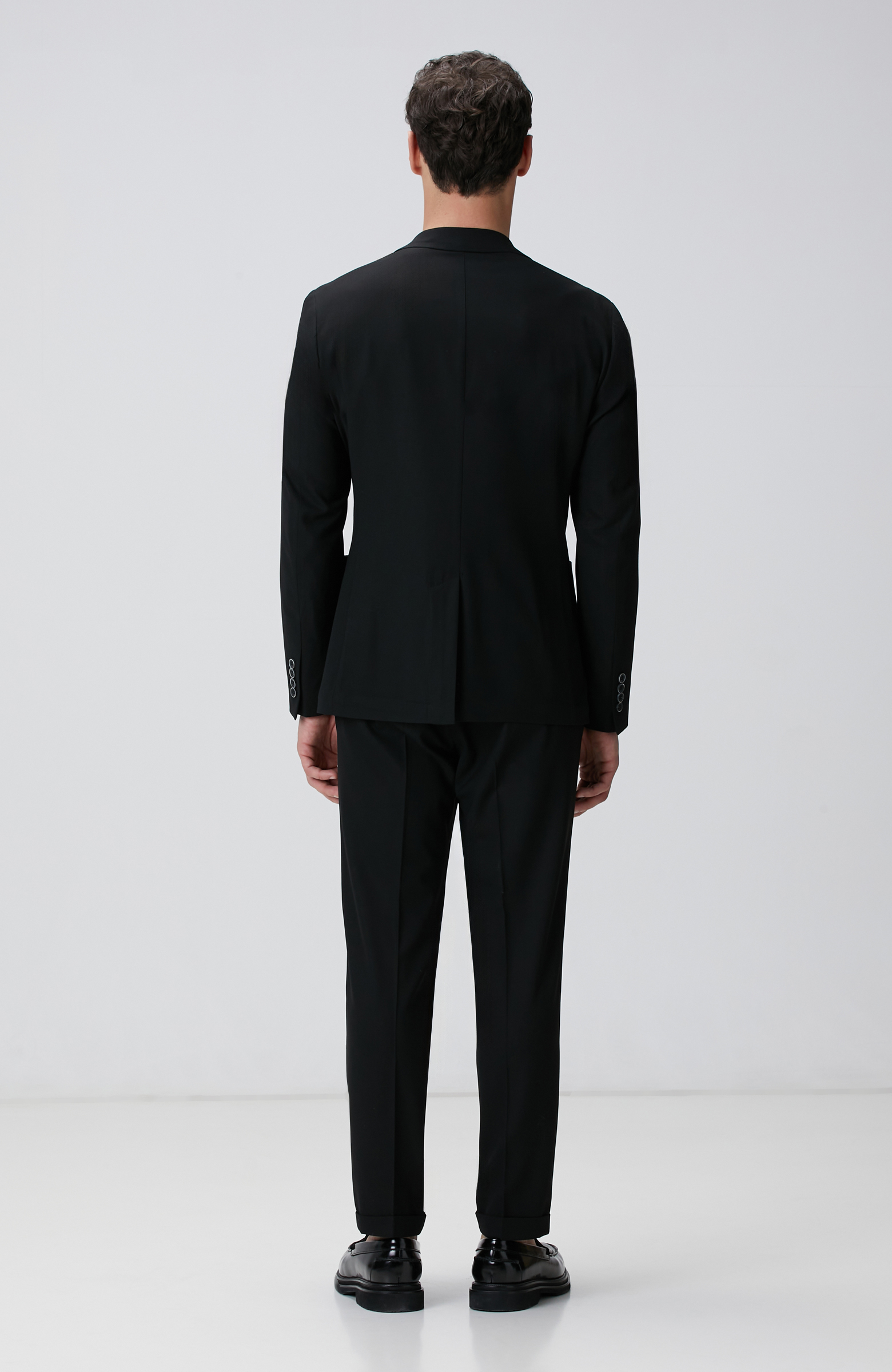 Siyah Mikro Desenli Dokuma Takım Elbise