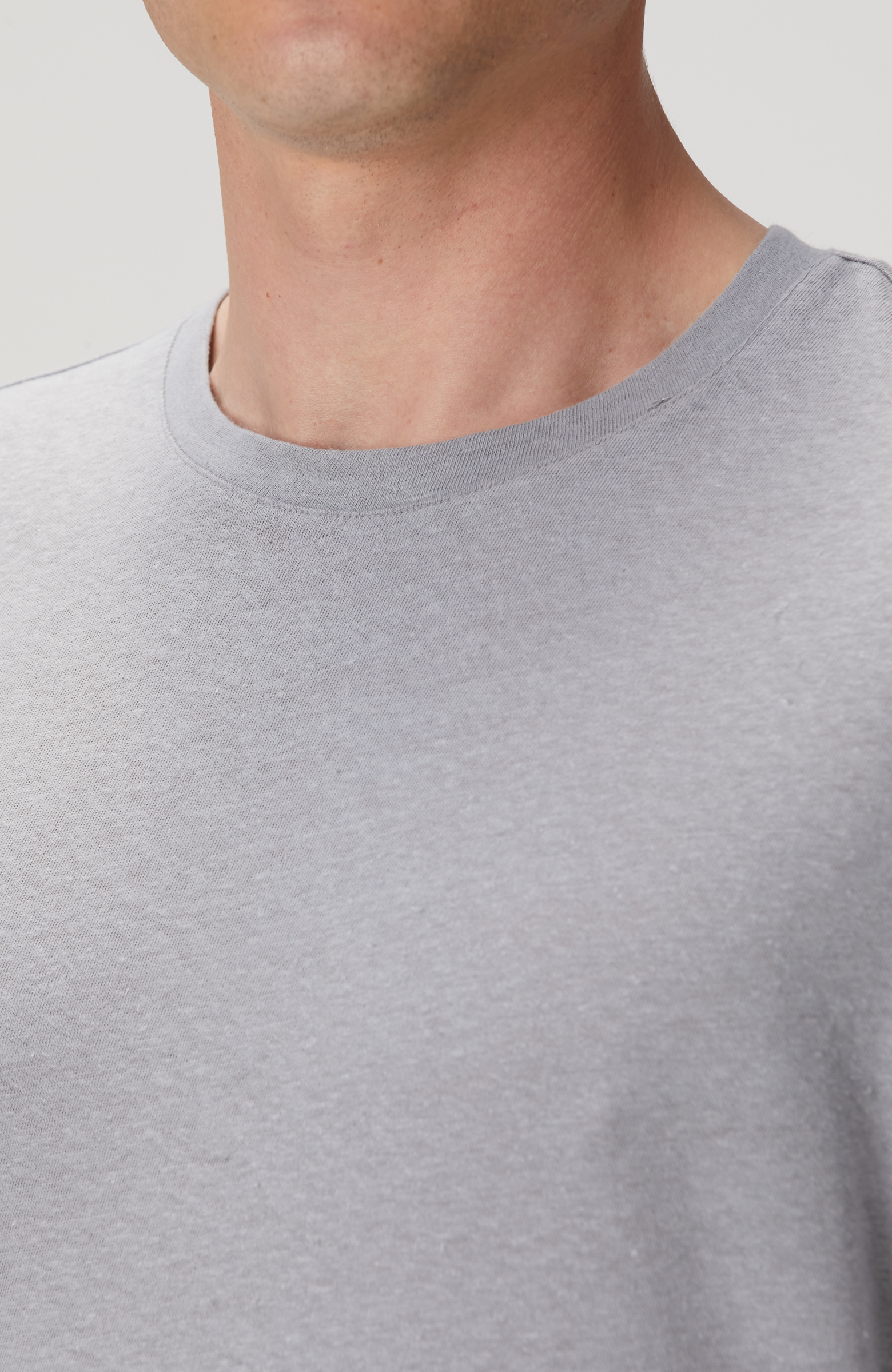 Gri Keten Karışımlı T-shirt