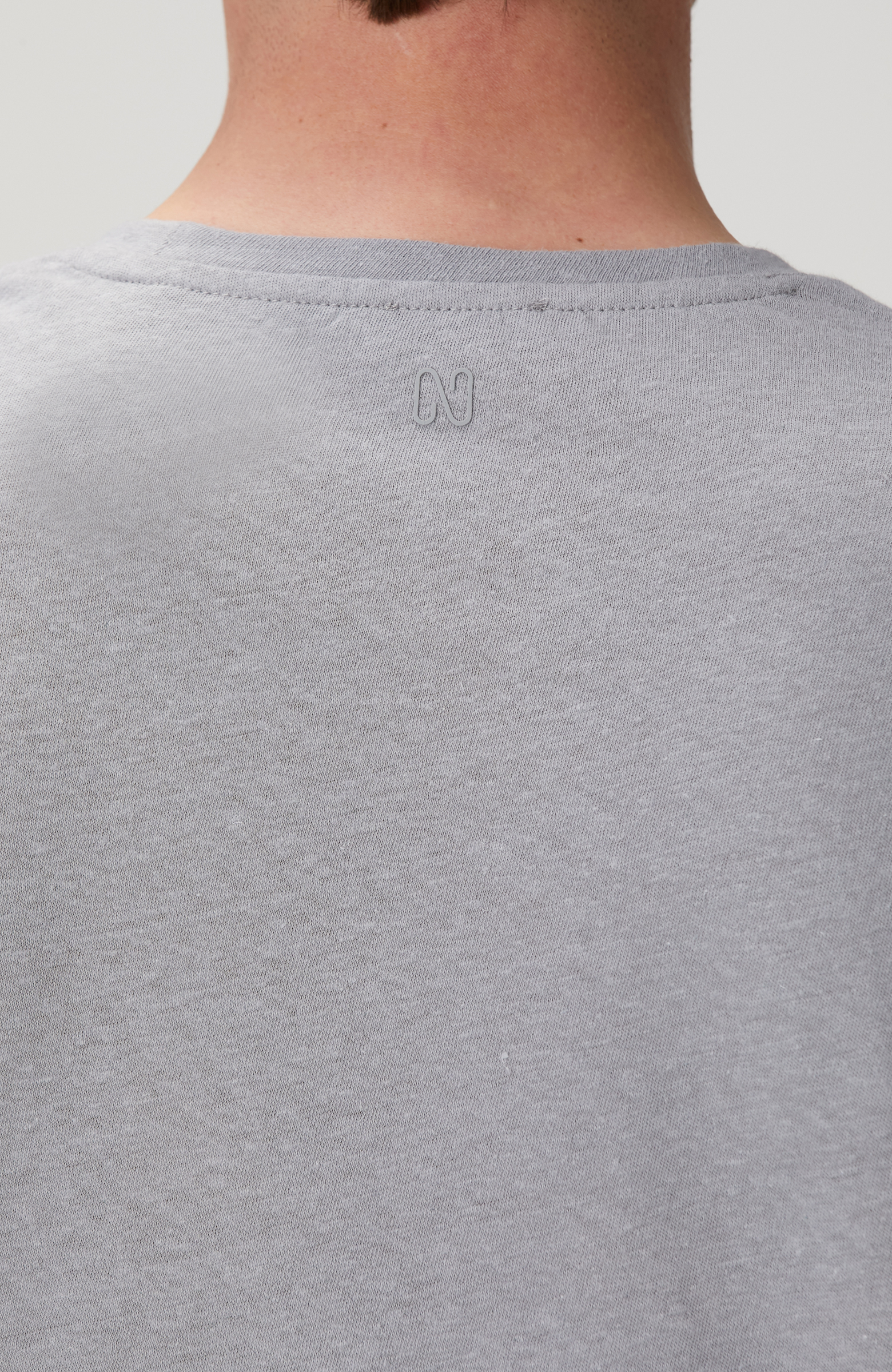 Gri Keten Karışımlı T-shirt