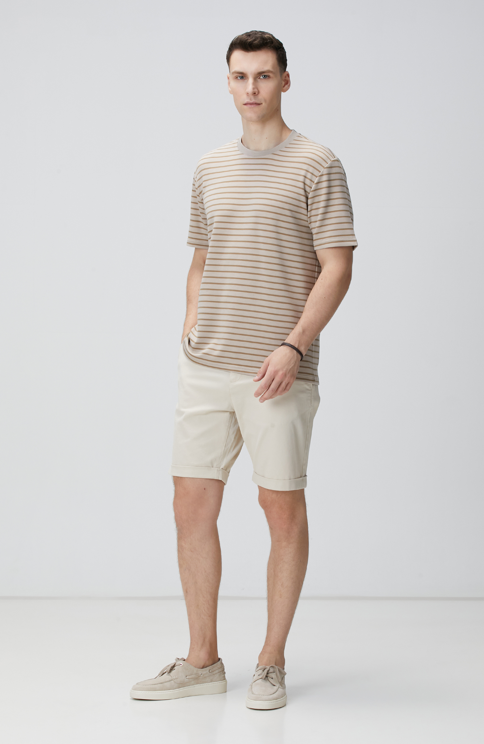 Bej Çizgili T-shirt