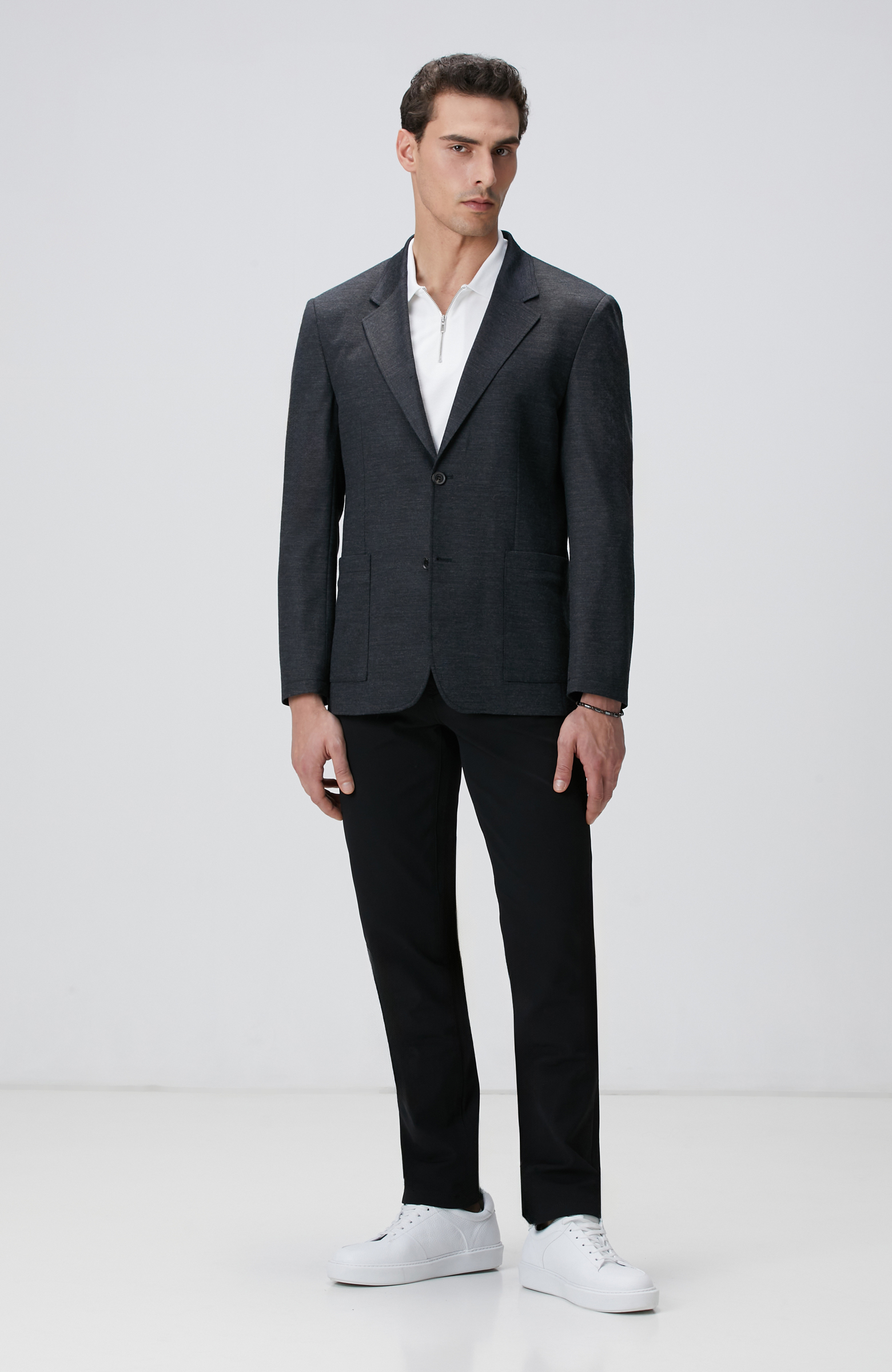 Kırık Beyaz Polo Yaka Örme T-shirt