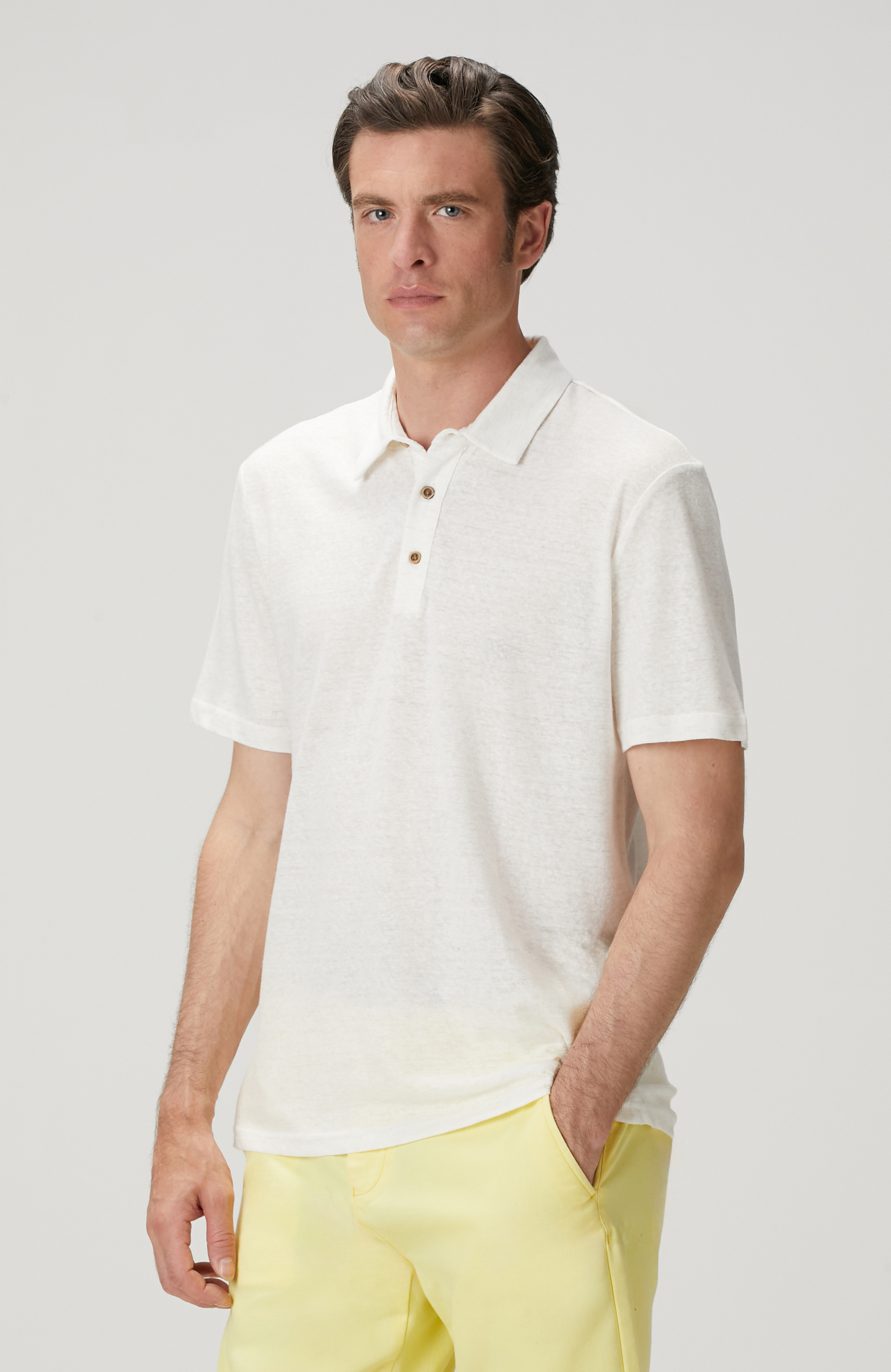 Kırık Beyaz Keten Karışımlı T-shirt