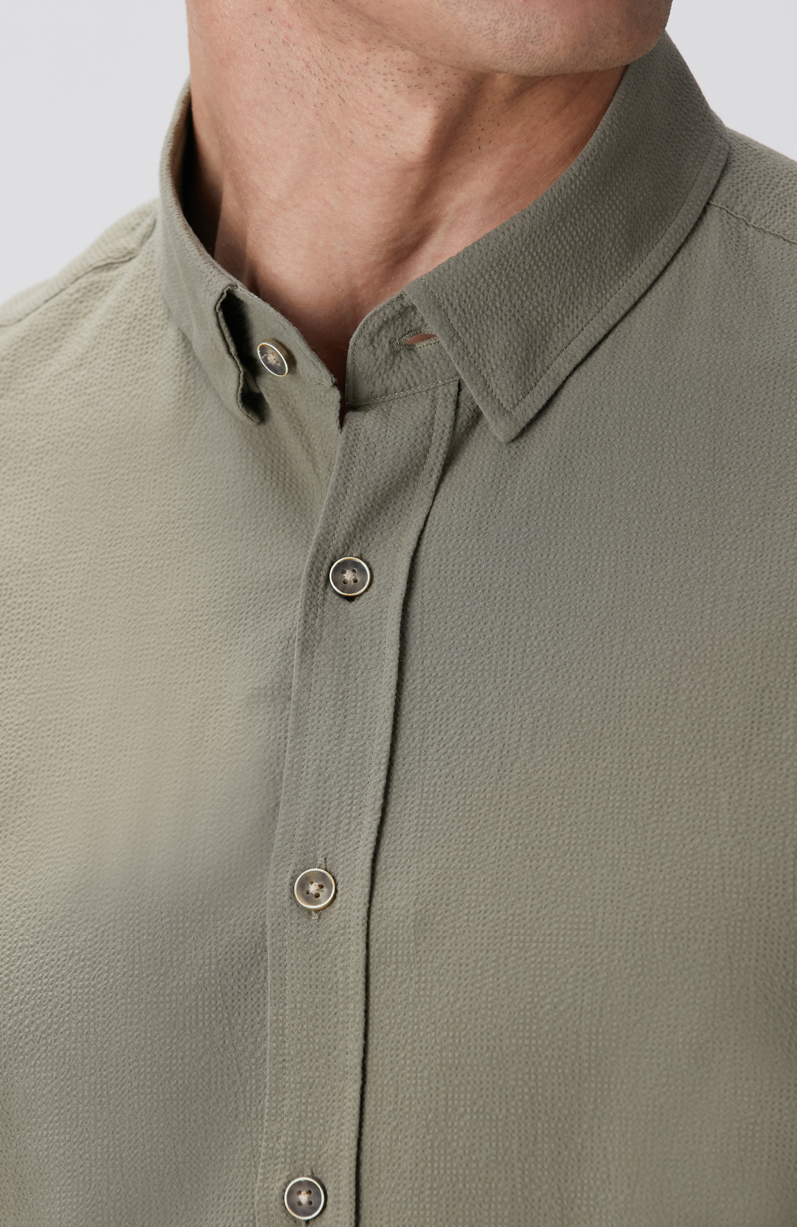 Haki Gofre Desenli Gömlek