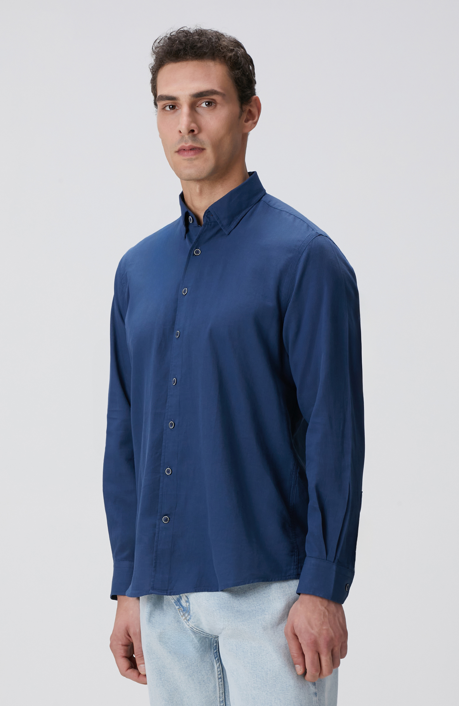 Indigo Mikro Desenli Gömlek