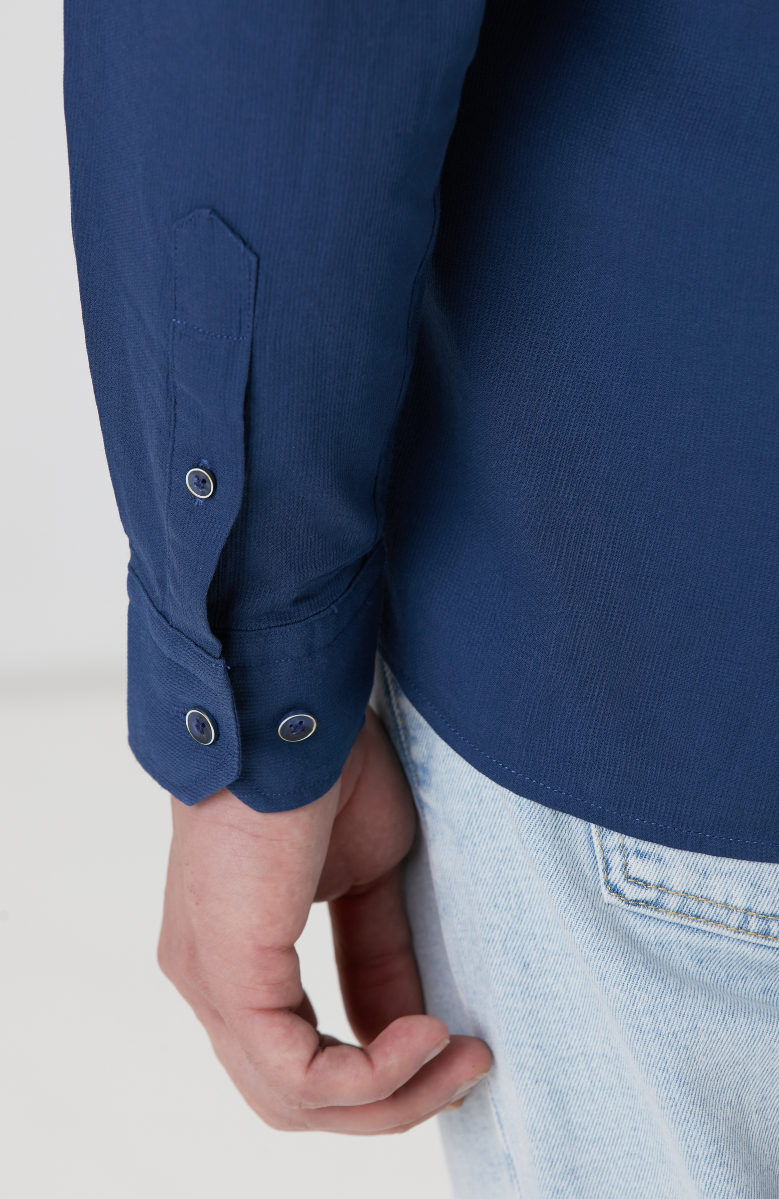 Indigo Mikro Desenli Gömlek