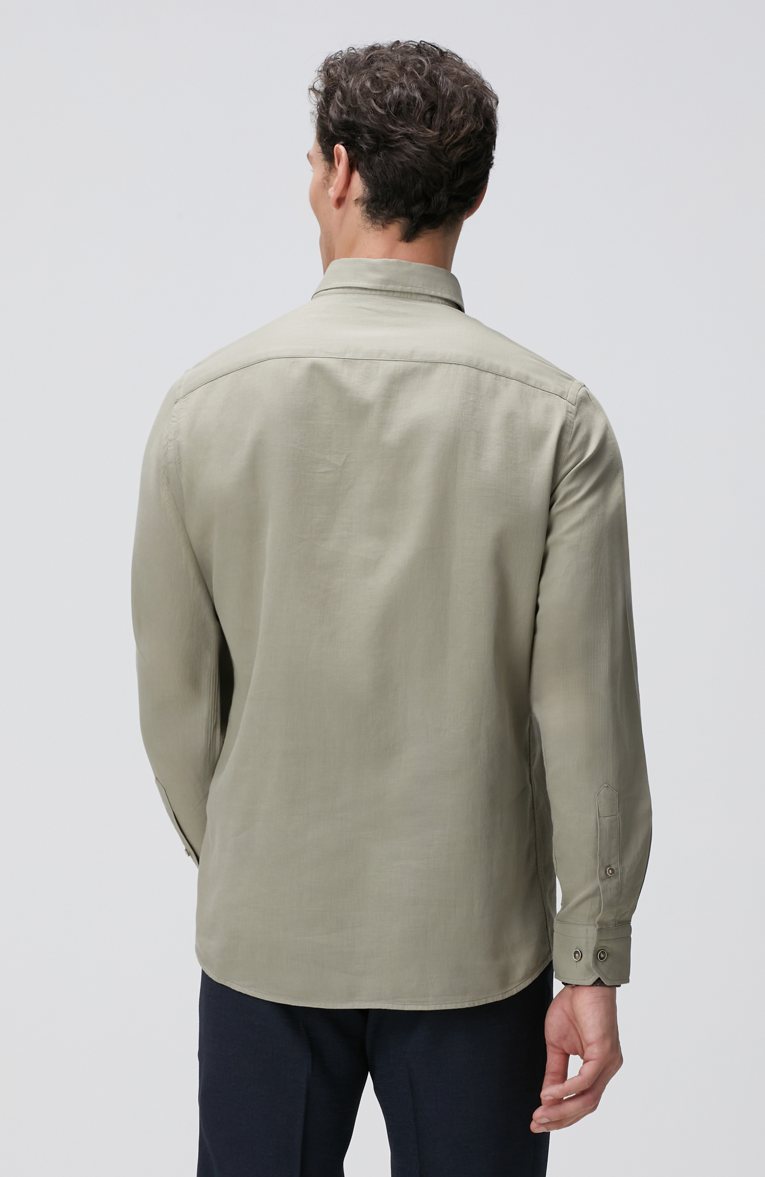 Açık Haki Mikro Desenli Gömlek