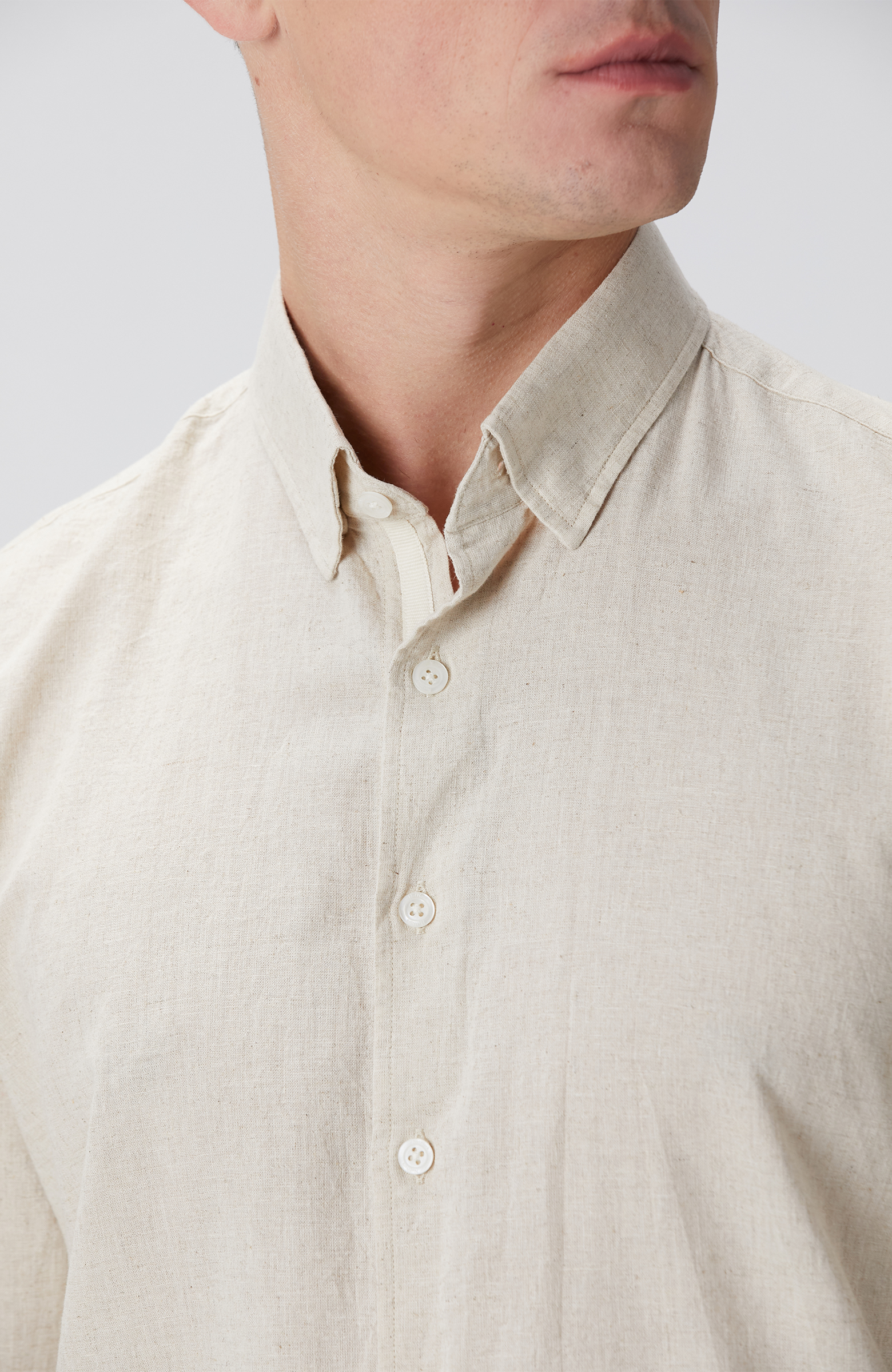 Naturel Keten Karışımlı Gömlek