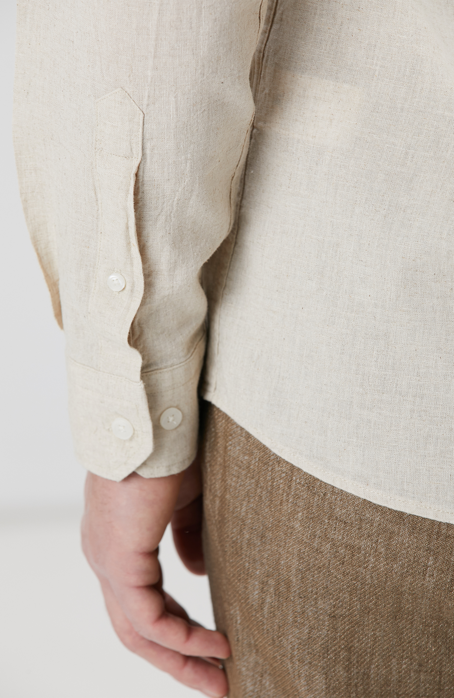 Naturel Keten Karışımlı Gömlek