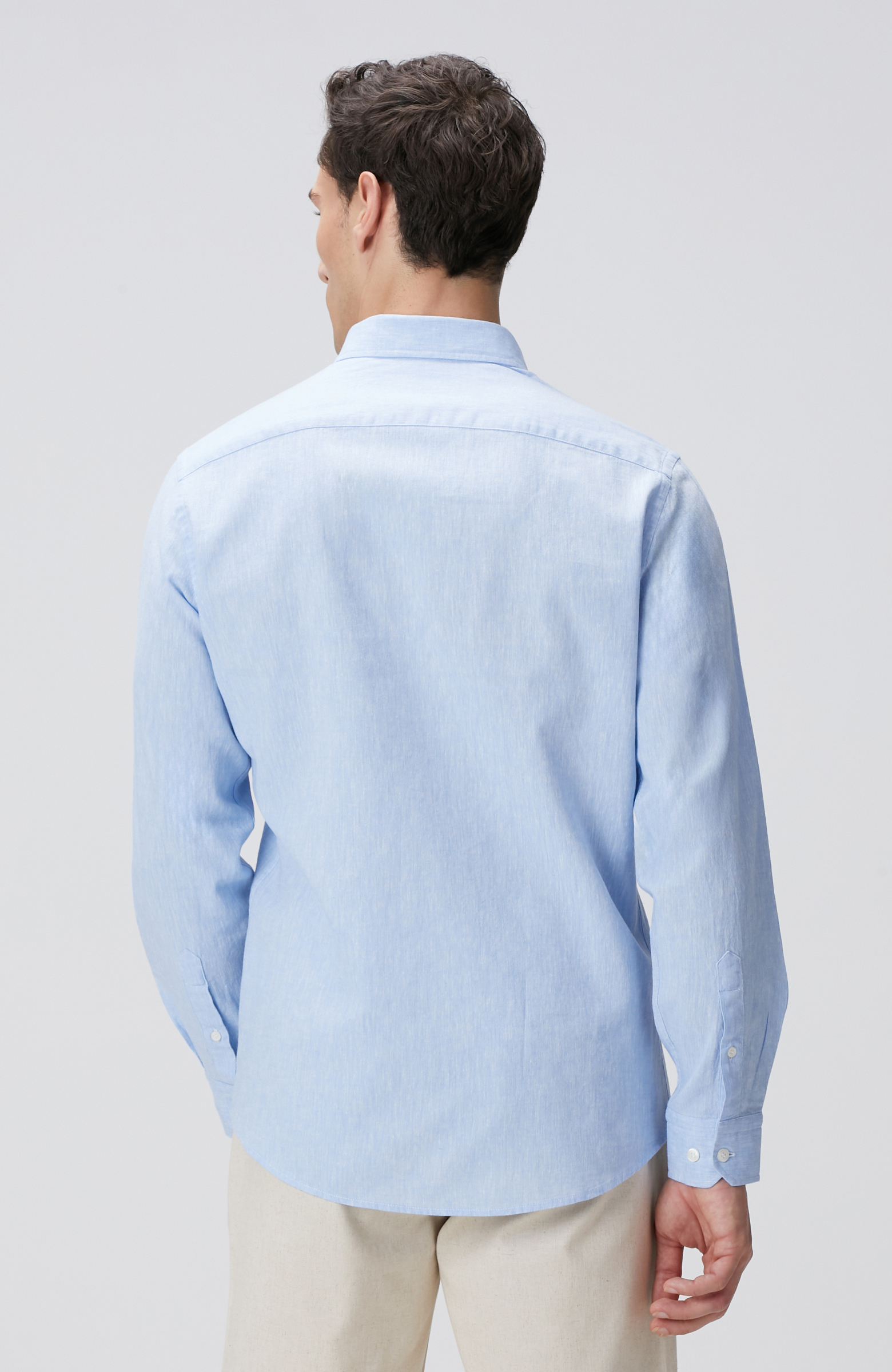 Açık Mavi Keten Gömlek