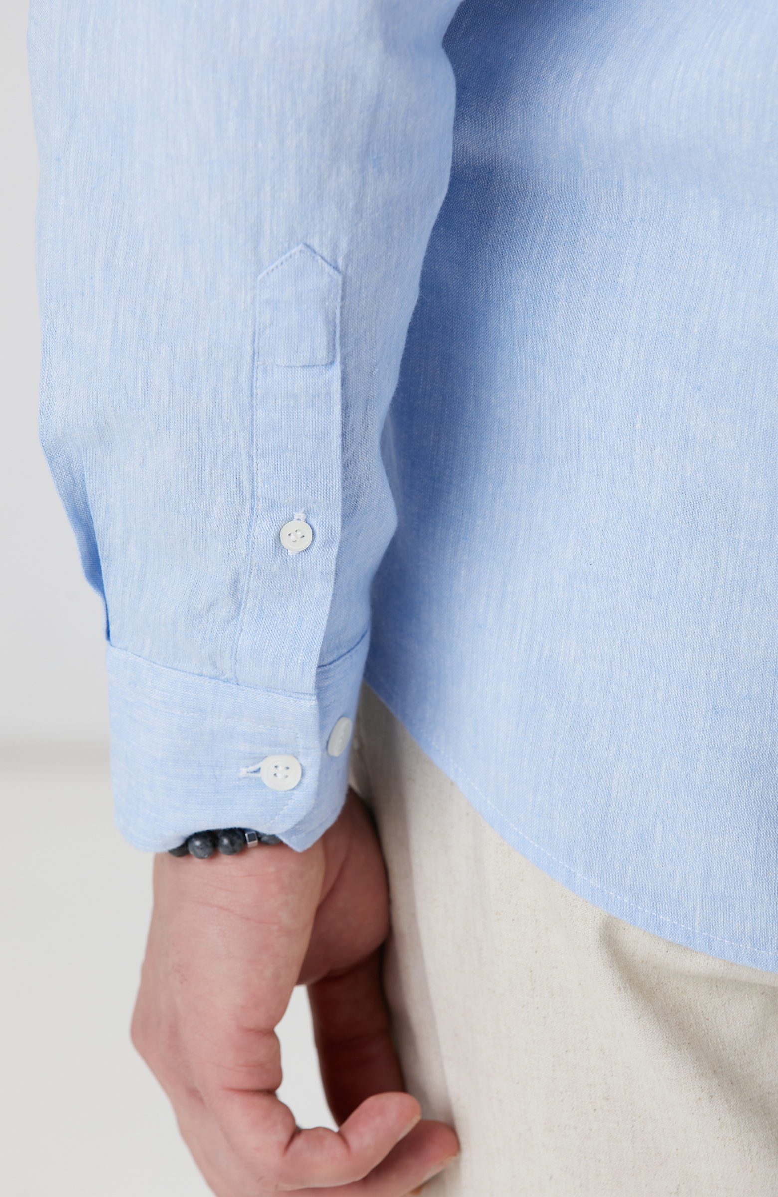 Açık Mavi Keten Gömlek