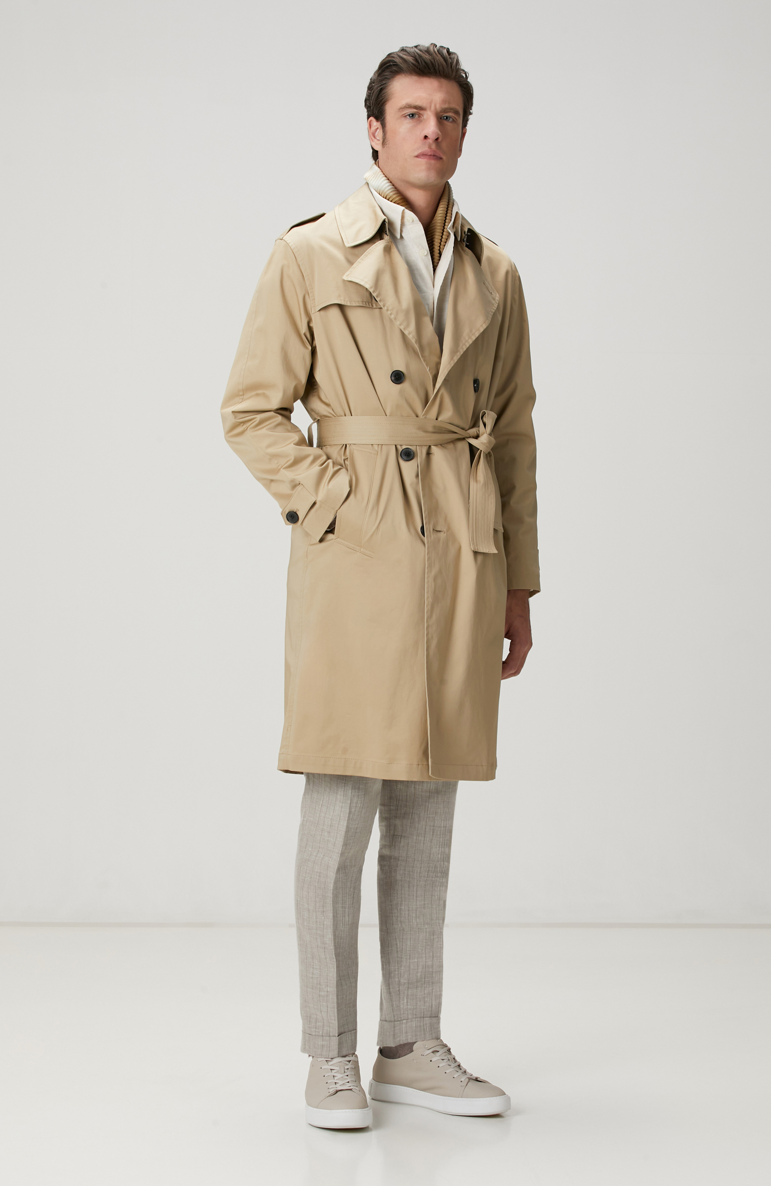 Kırık Beyaz Keten Karışımlı Gömlek