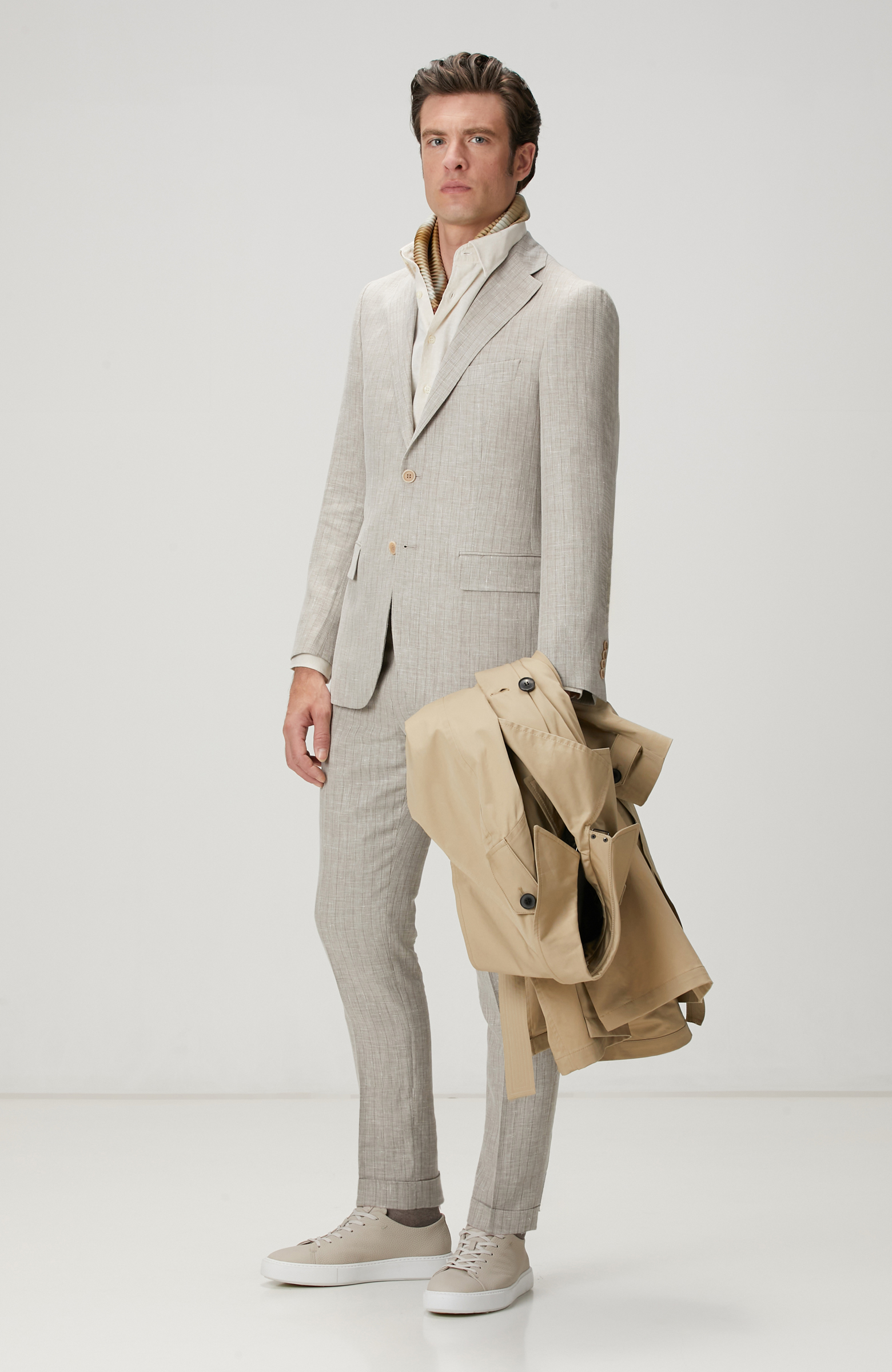 Kırık Beyaz Keten Karışımlı Gömlek