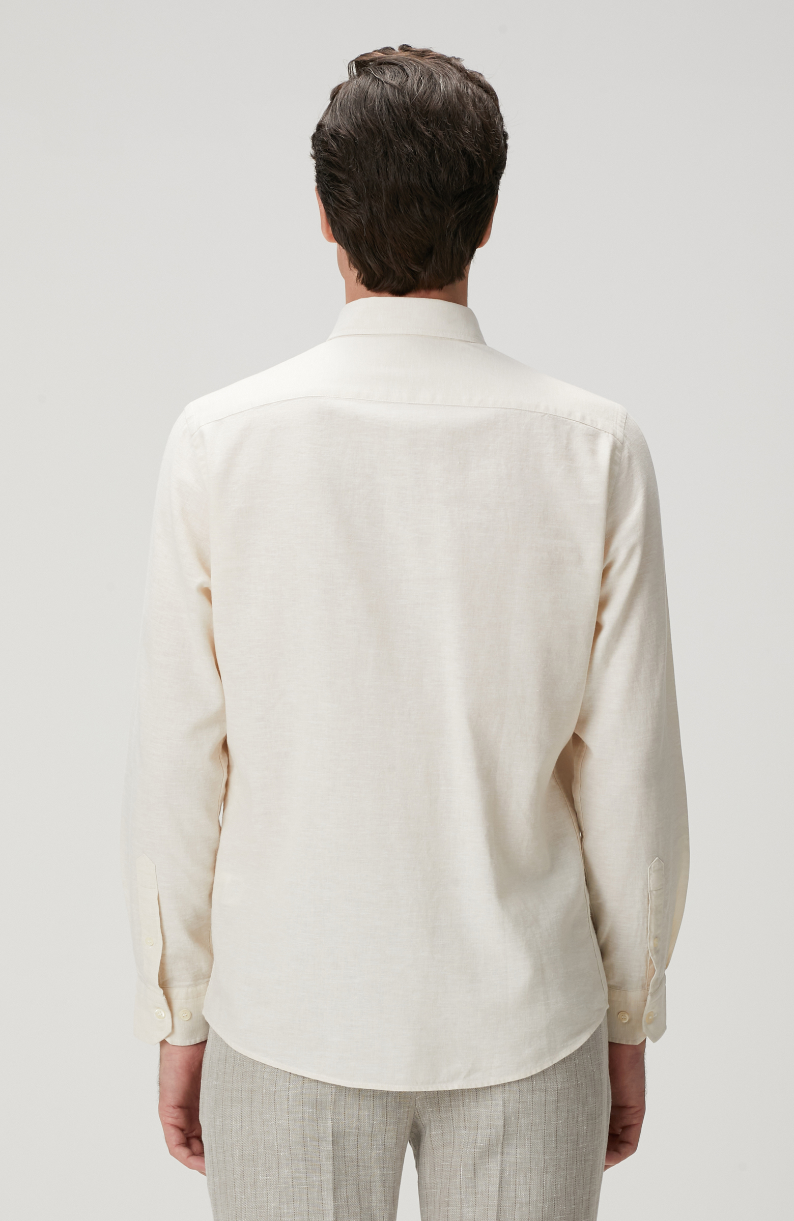 Kırık Beyaz Keten Karışımlı Gömlek