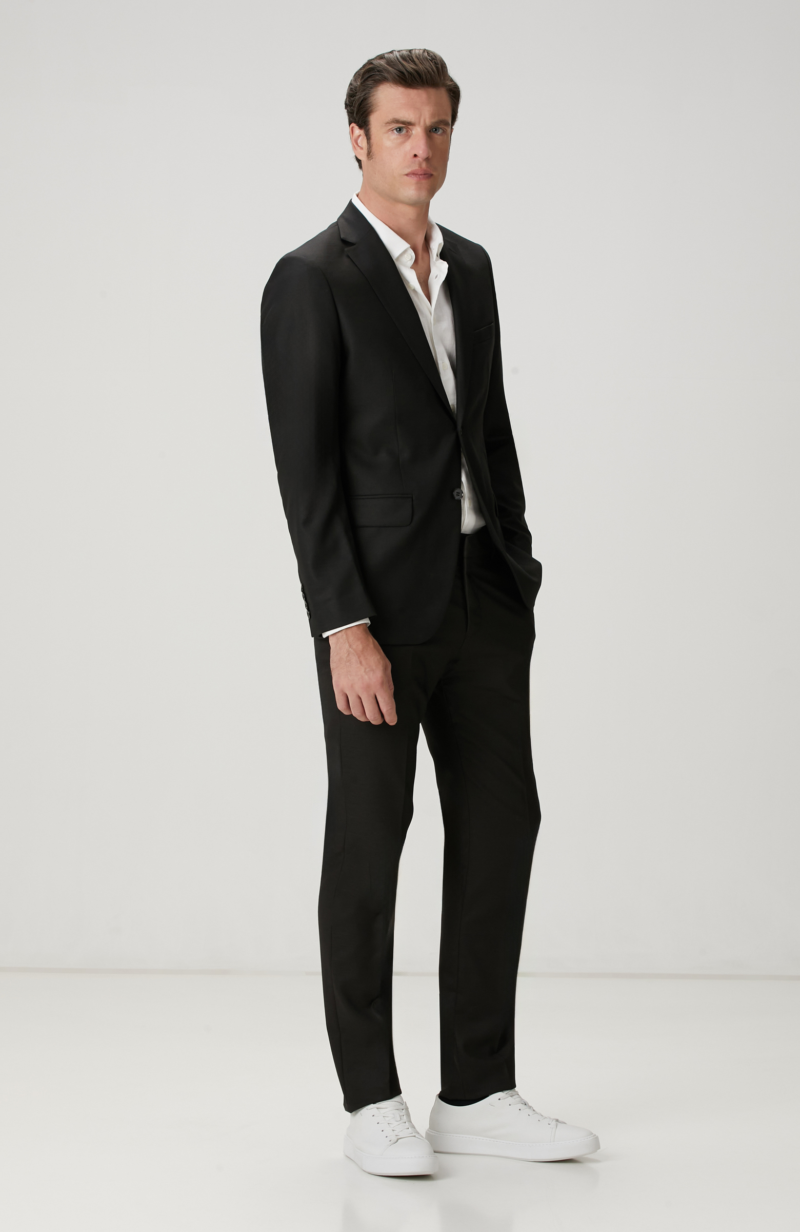 Beyaz Keten Karışımlı Gömlek