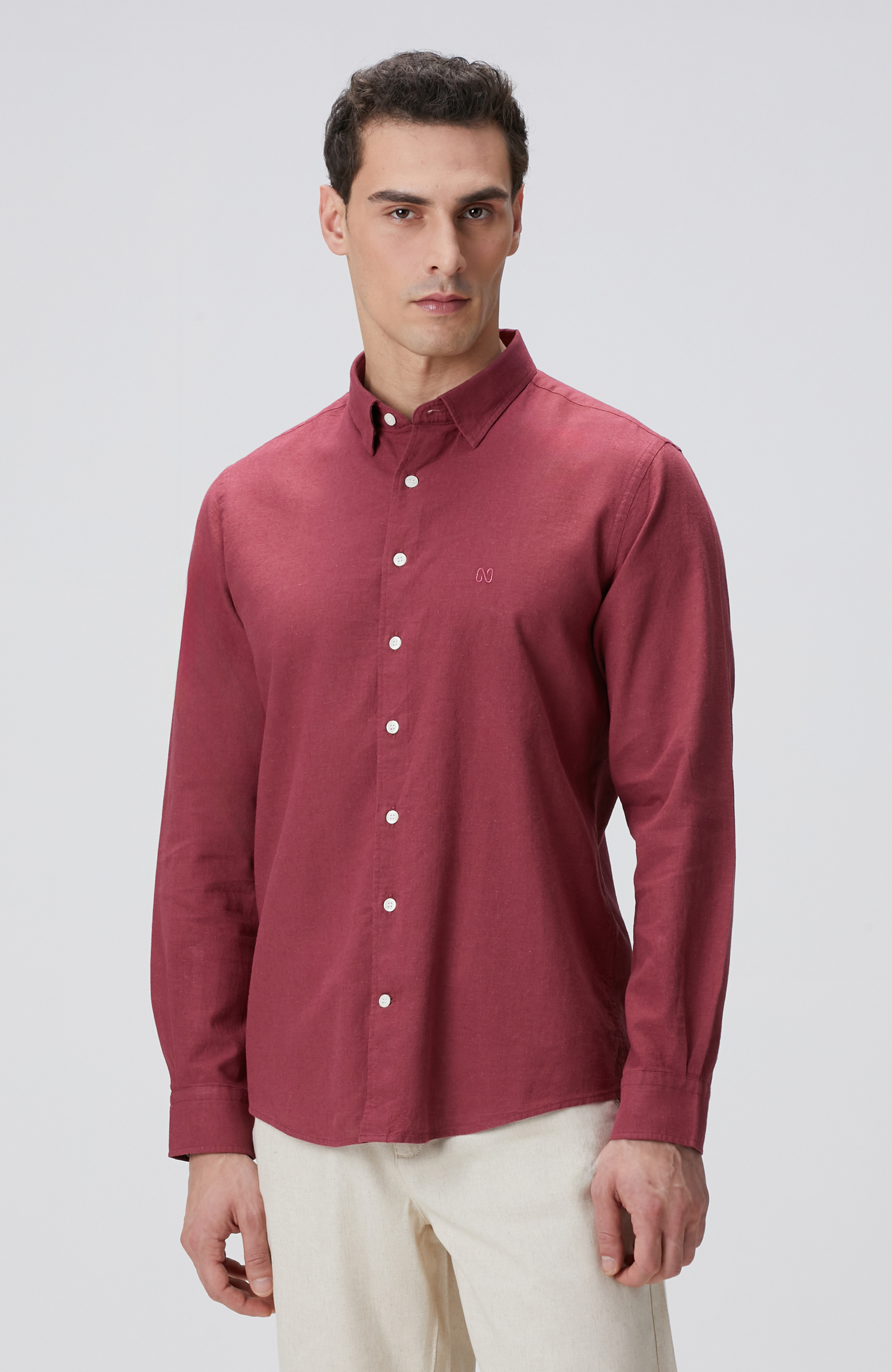 Bordo Keten Gömlek