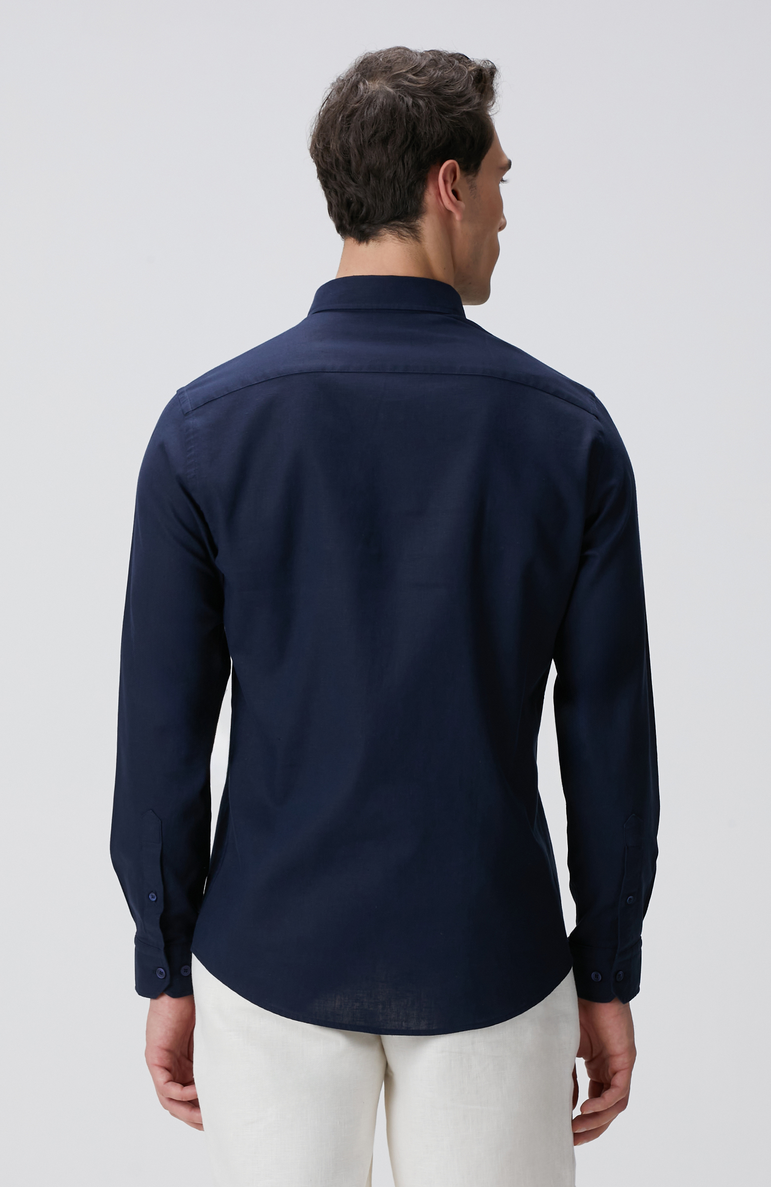 Lacivert Keten Gömlek