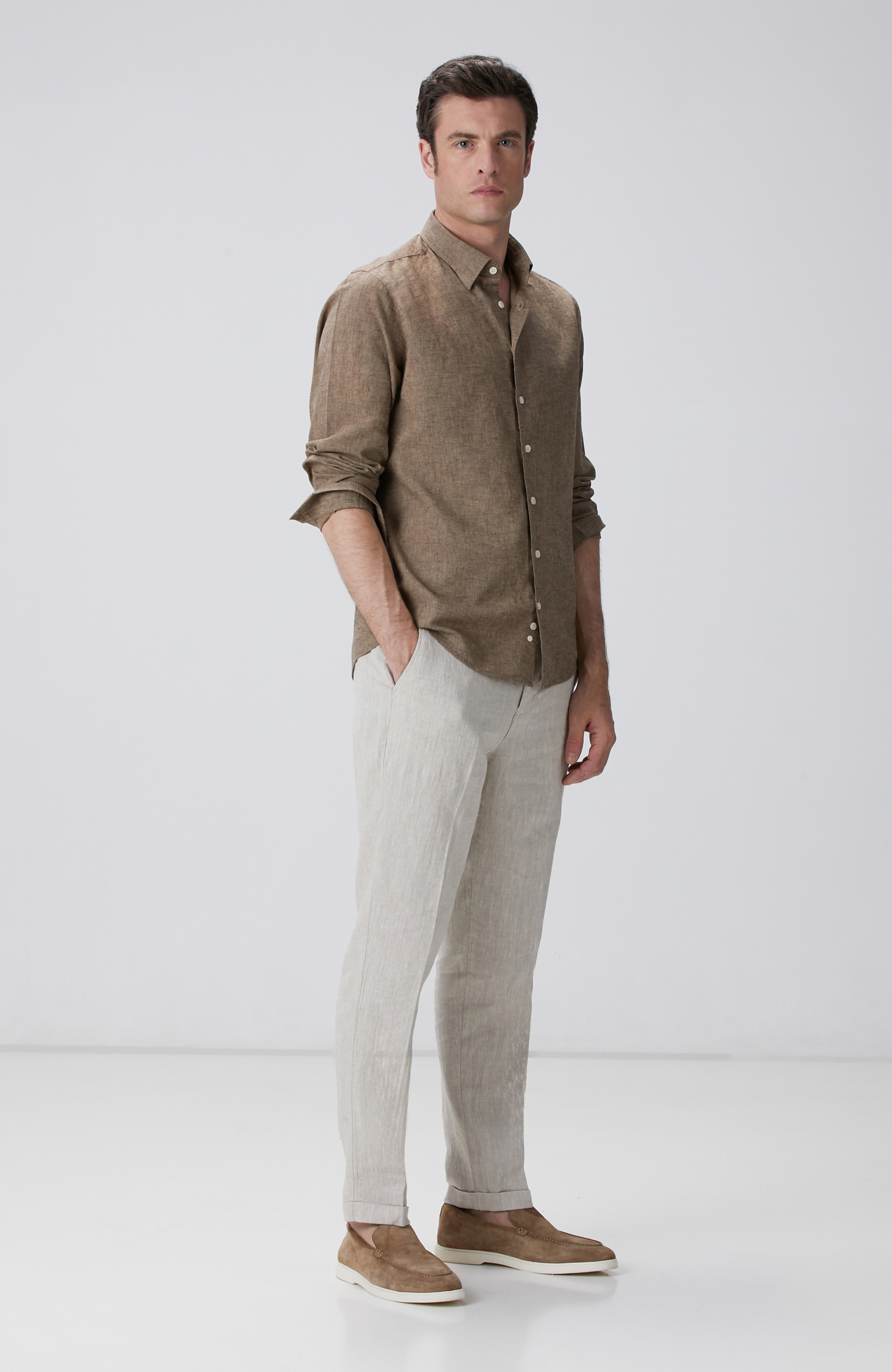 Vizon Keten Karışımlı Gömlek